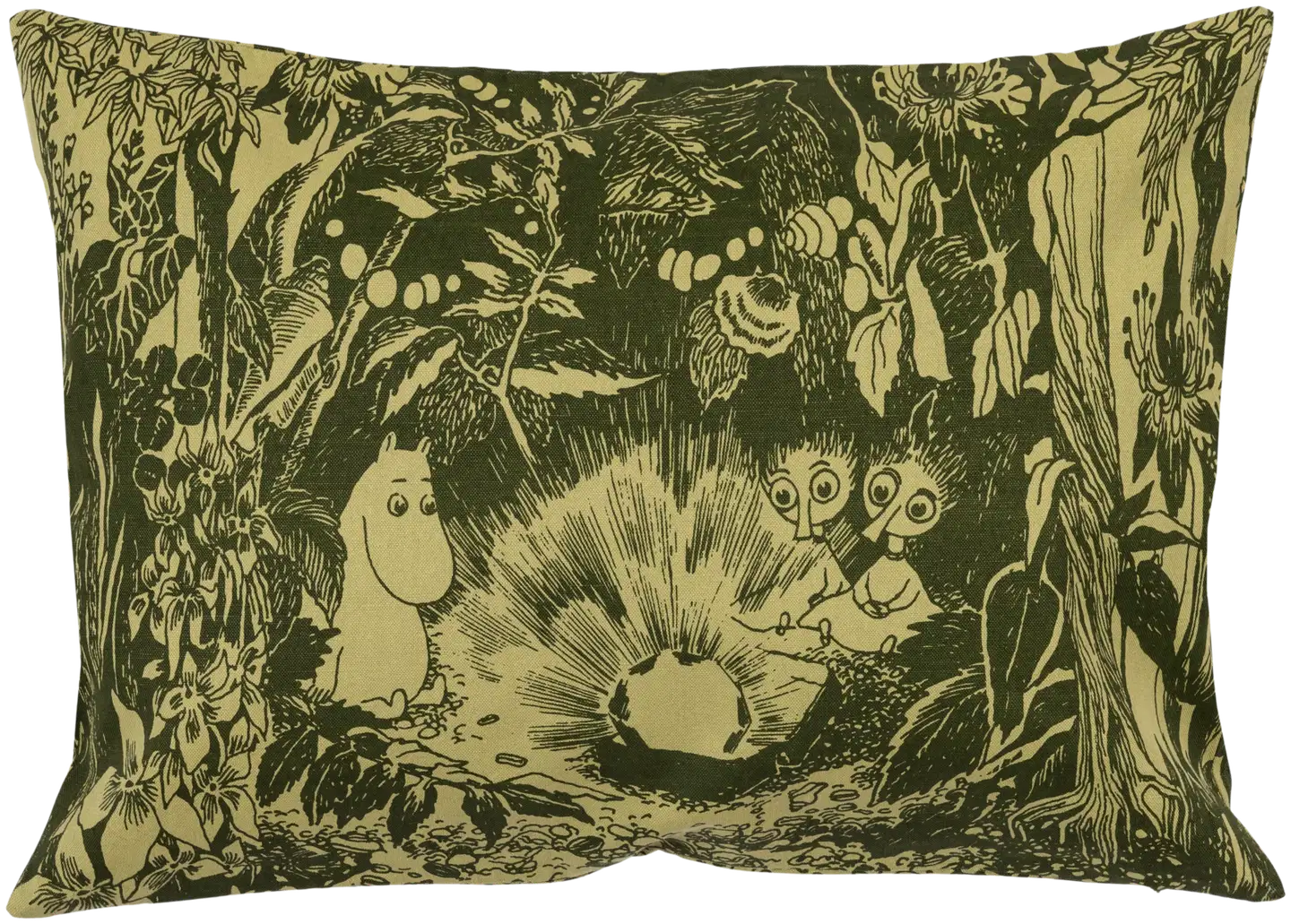 Moomin Arabia Muumi tyynynpäällin.40x58 Lum.Metsä vihr.