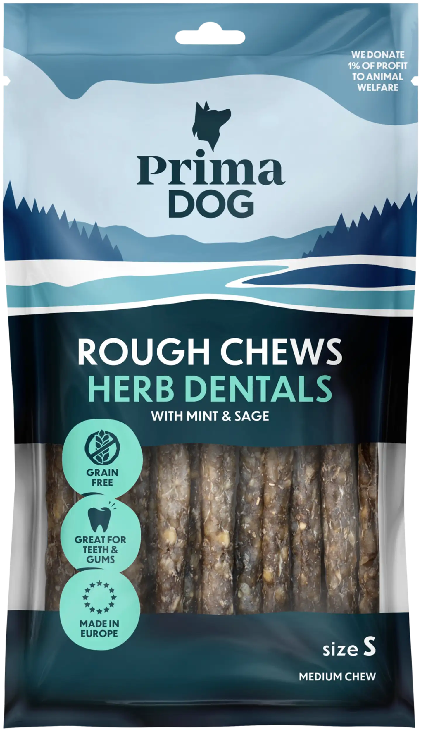 PrimaDog Rough Chews Hammashoitoluu yrtti S 12 cm, 14 kpl, 100 g