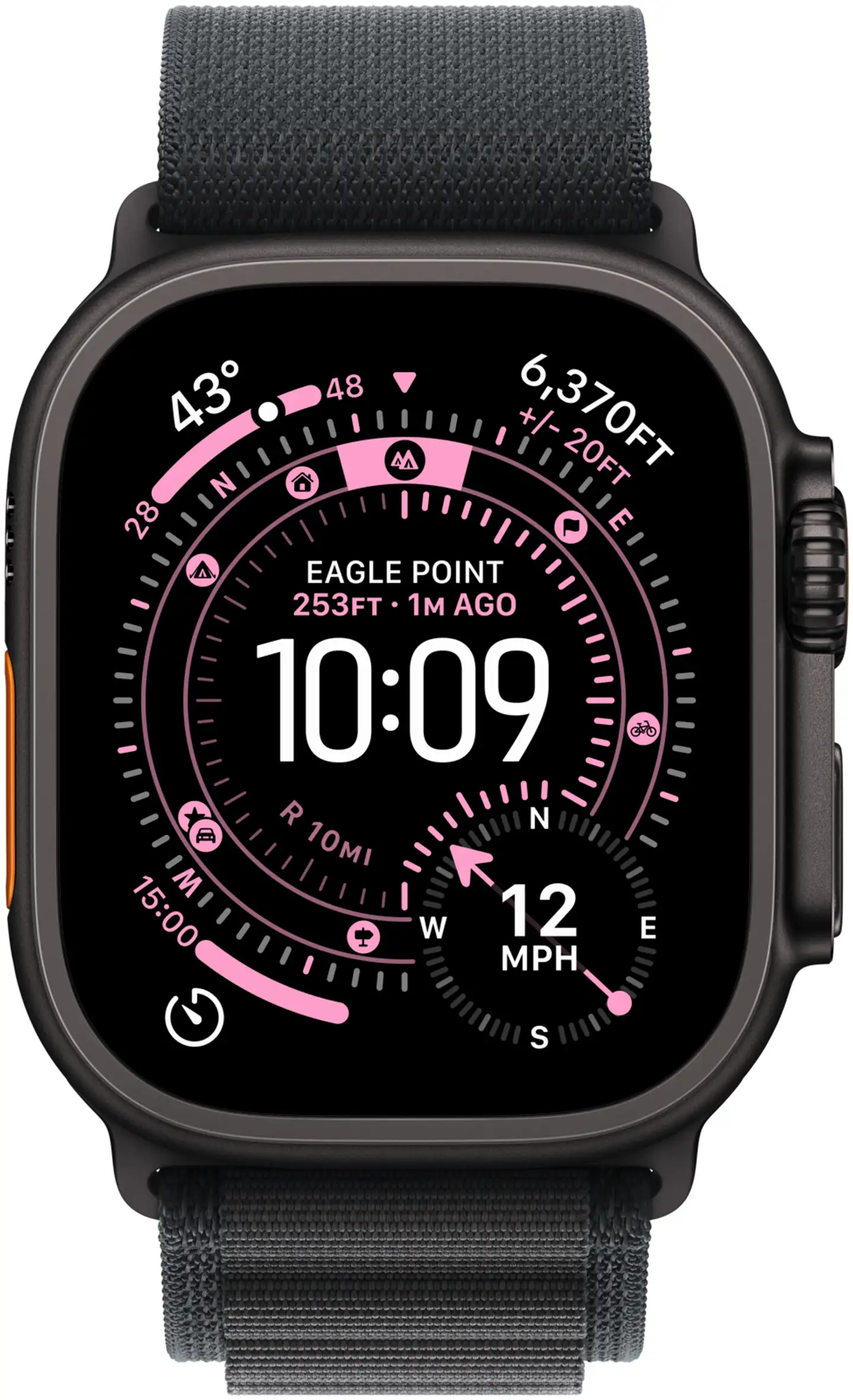Apple Watch Ultra 3 GPS + Cellular 49mm mustatitaani kotelo, musta Alpine ranneke - L - MF0X4KS/A - 1