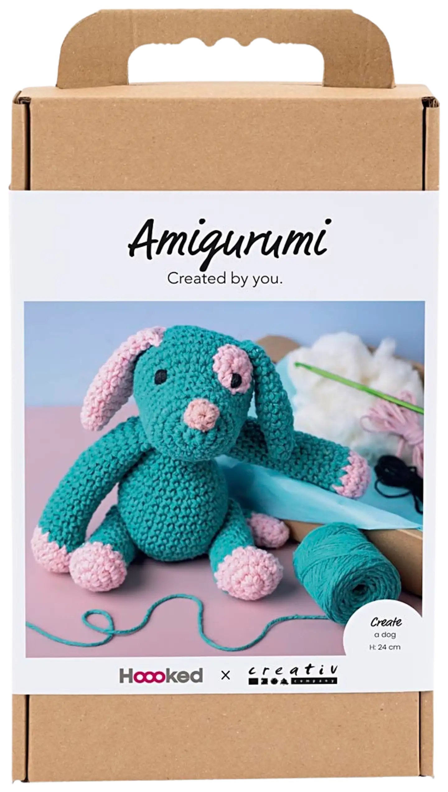 Amigurumi Askartelusetti, Koiranpentu, pastellinpinkki, tumma turk., 1pkk/ 1 pkt - 1