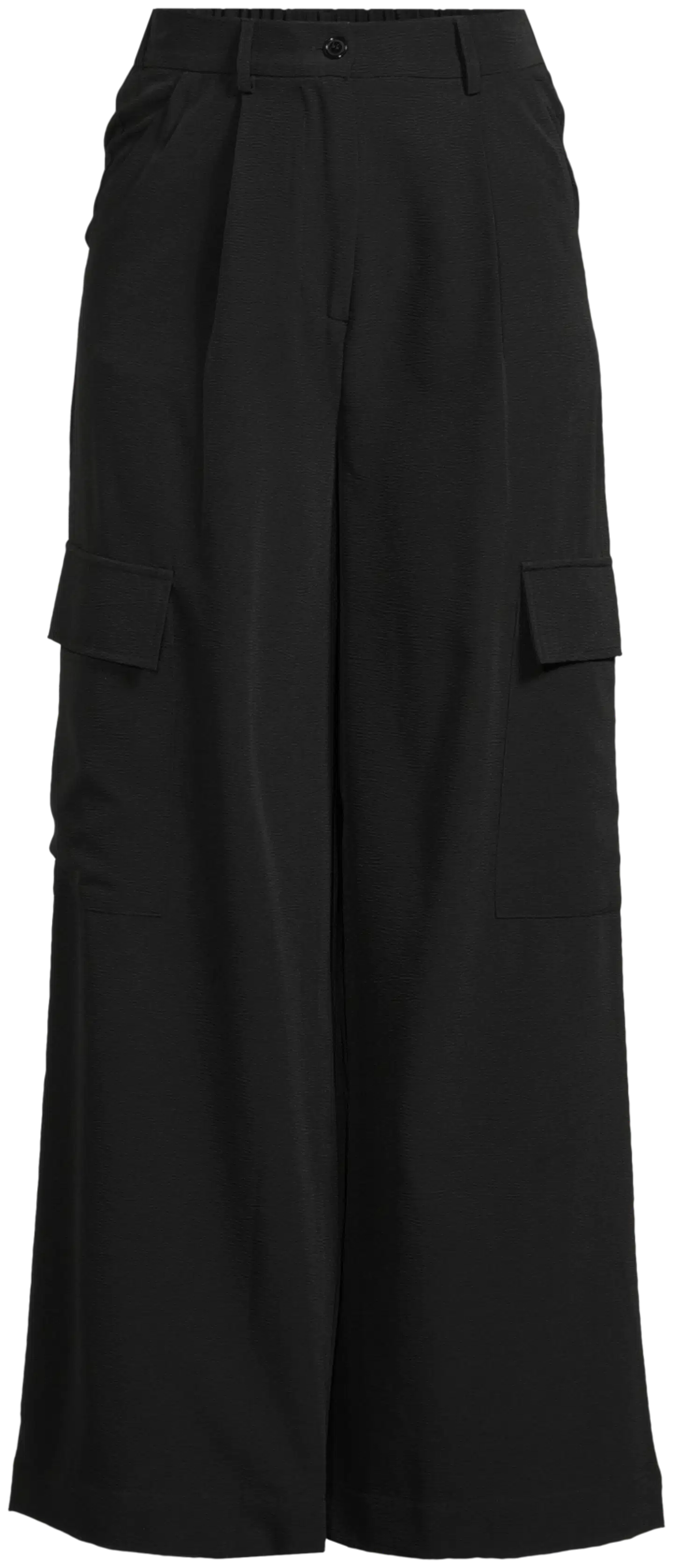 WKLY. naisten leveälahkeiset cargohousut 131188 - BLACK - 2