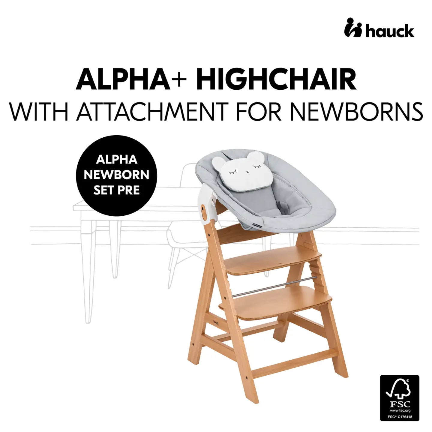 Hauck syöttötuolisetti Alpha Newborn harmaa - 12