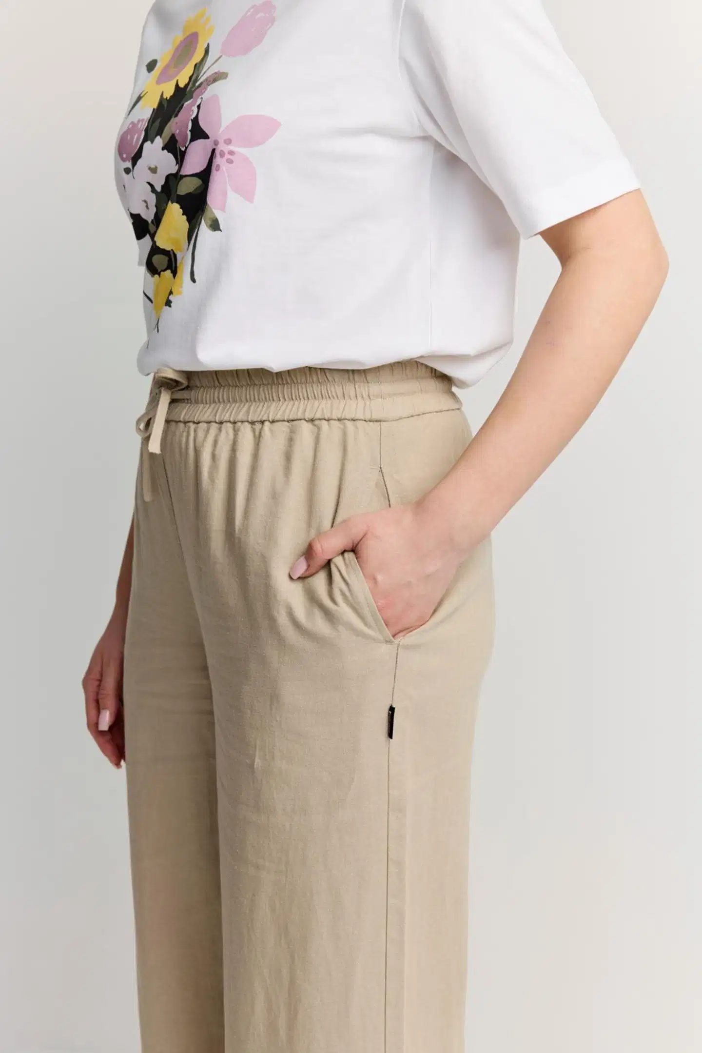 Finlayson naisten pellavahousut - Taupe - 5