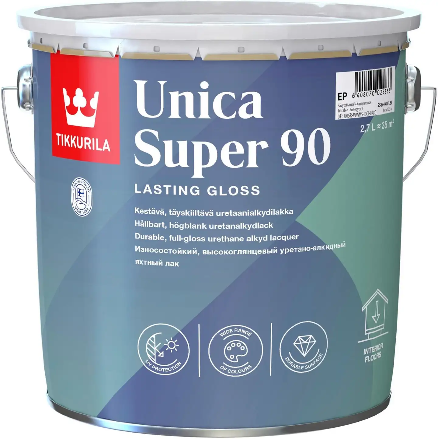 Tikkurila lakka Unica Super 90 2,7 l EP sävytettävissä täyskiiltävä