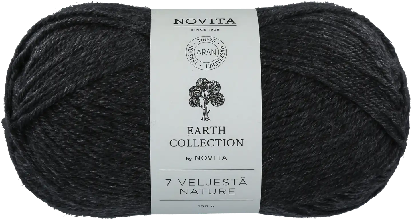 Novita lanka 7 Veljestä Nature 100g Noki 099 - 1