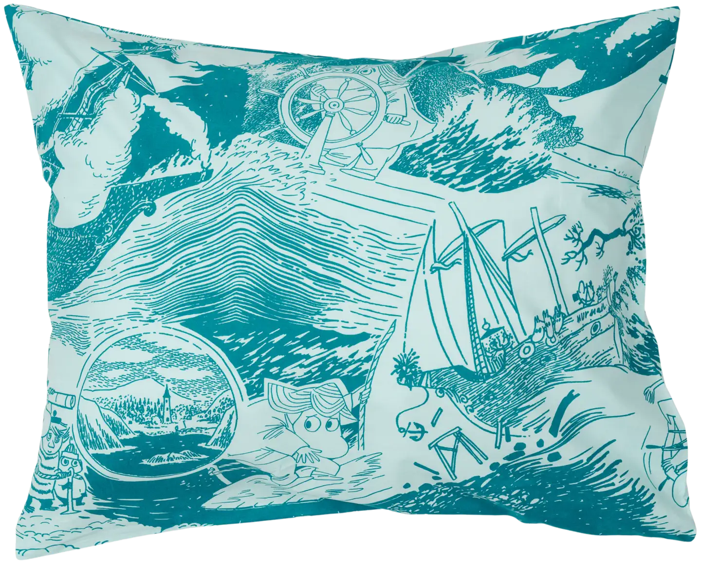 Moomin Arabia  Muumi tyynyliina 50x60cm  Purjehdus GOTS