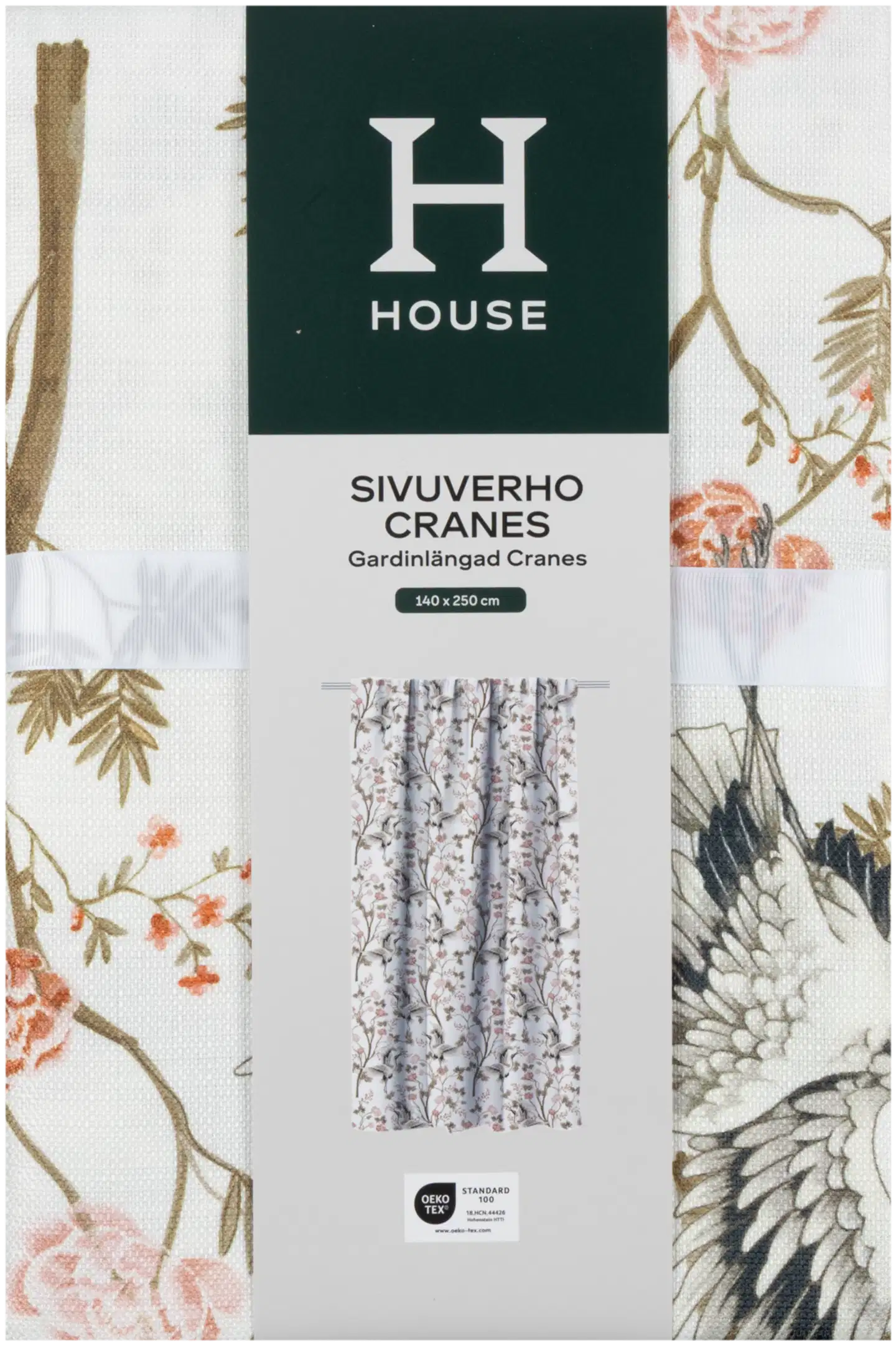 House sivuverho Crains-Flowers 140 x 250 cm valkoinen/v.pun/beige - 4