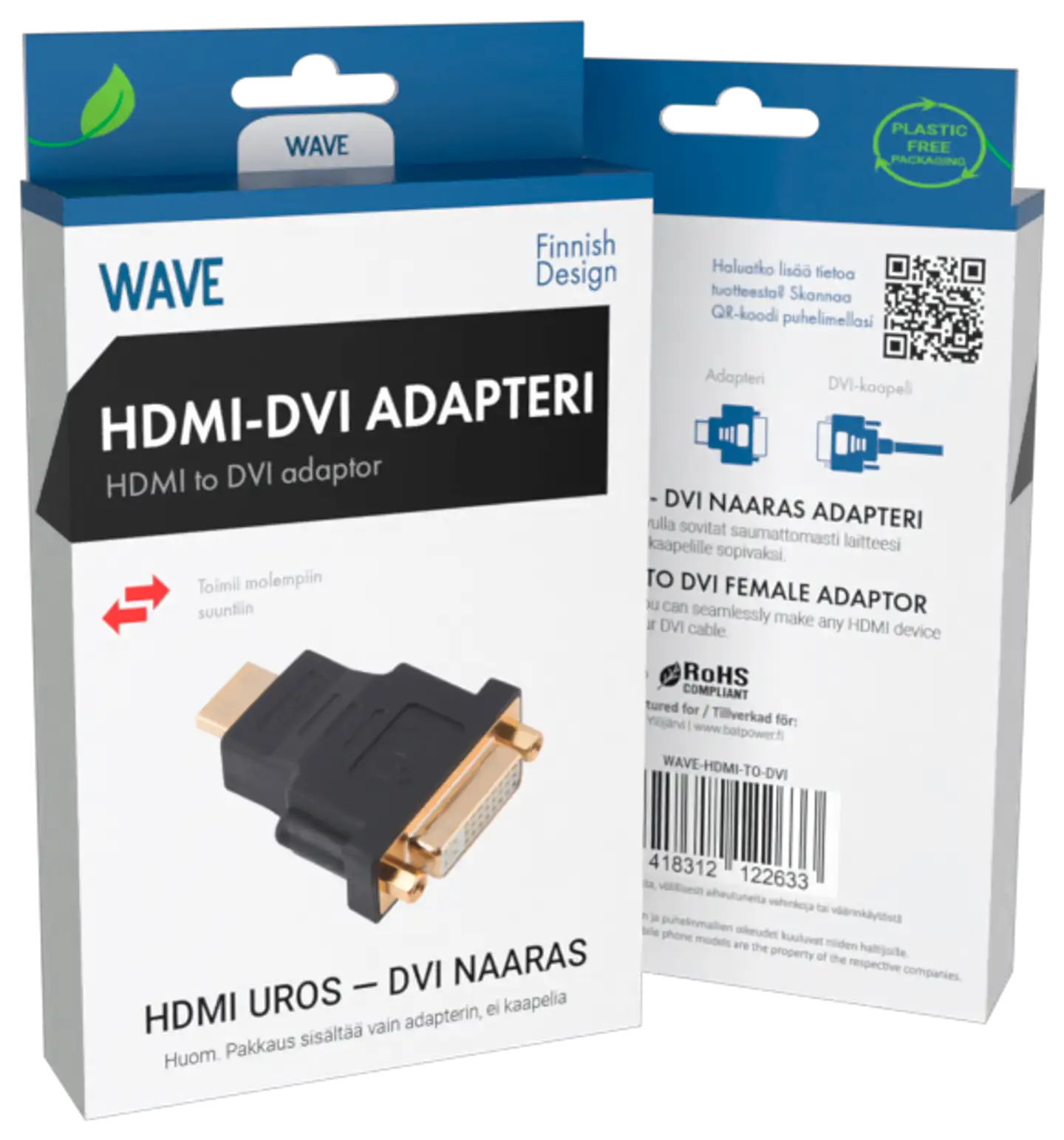 Wave Adapteri, HDMI uros - DVI-I Dual Link naaras, Musta - 2