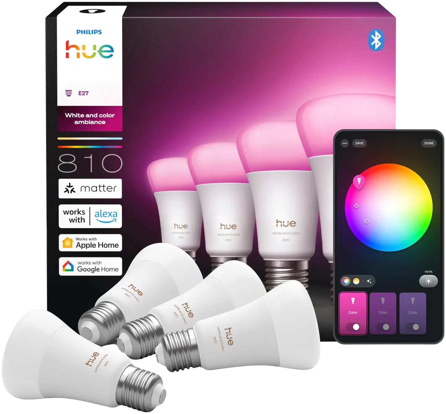 Philips Hue älylamppu A60 E27 WCA 4 kpl - 1