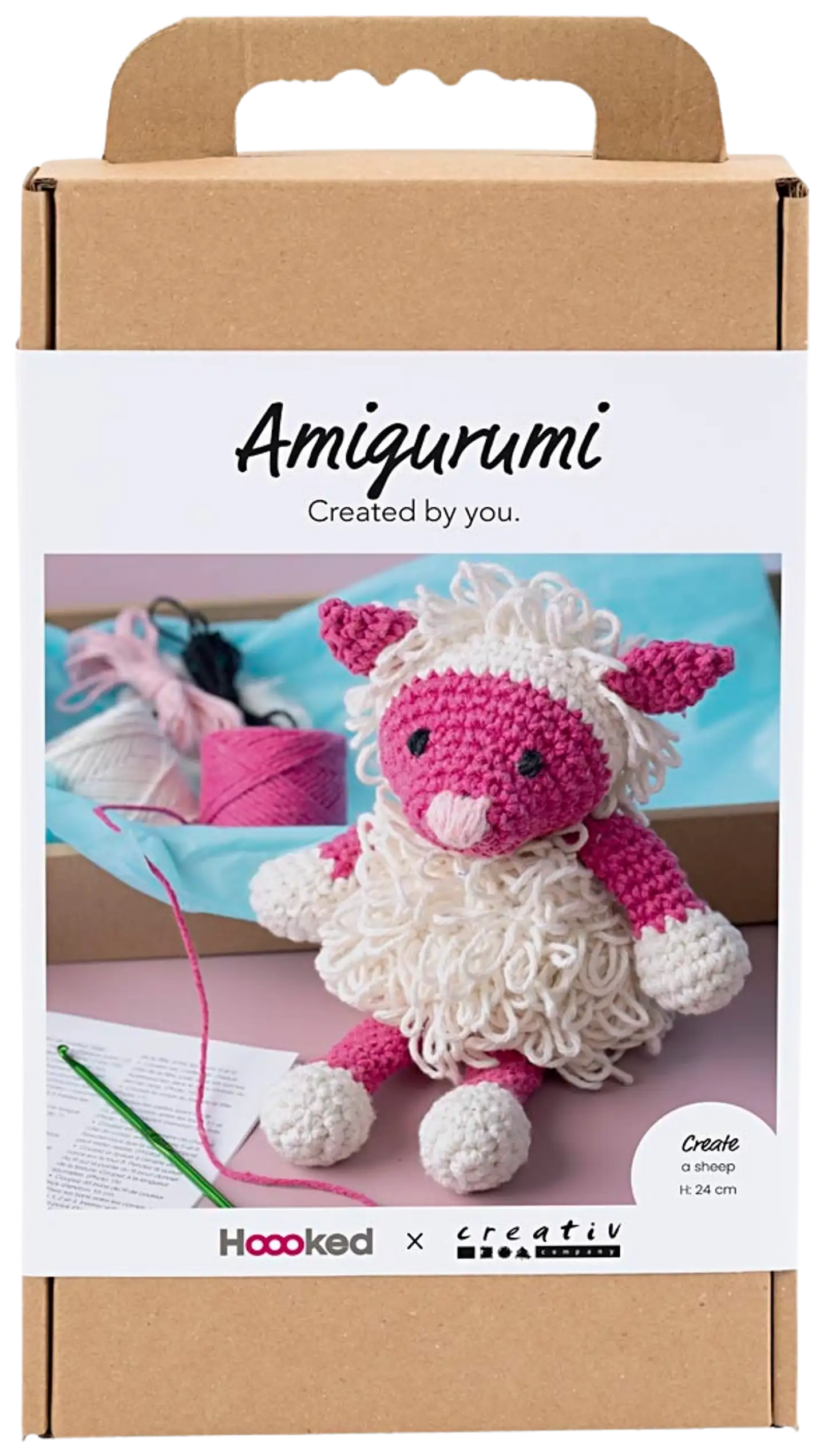 Amigurumi Askartelusetti, Lammas, pinkki, luonnonvalkoinen, 1pkk/ 1 pkt - 1