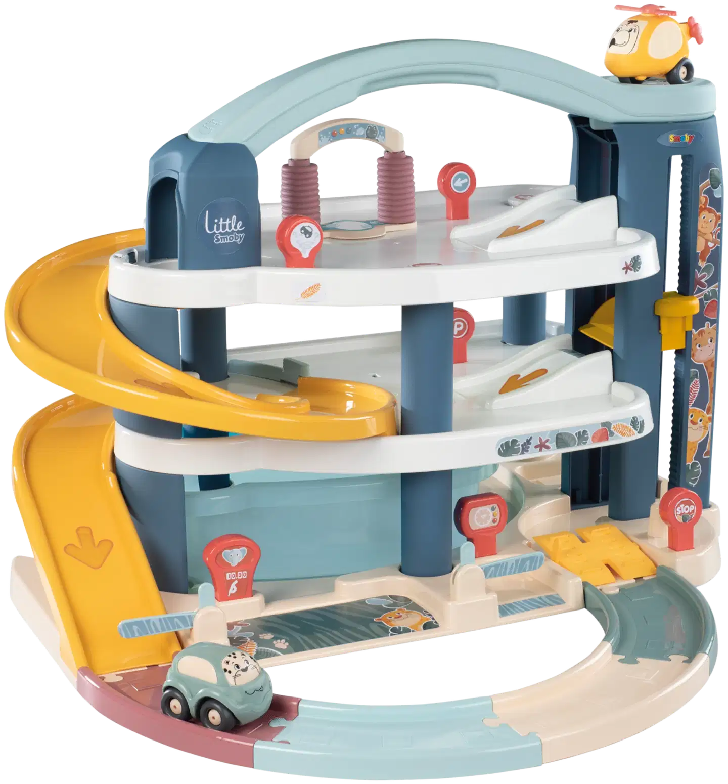 Little Smoby Iso autotalli, kolmikerroksinen autohalli pienten autoleikkeihin - 4