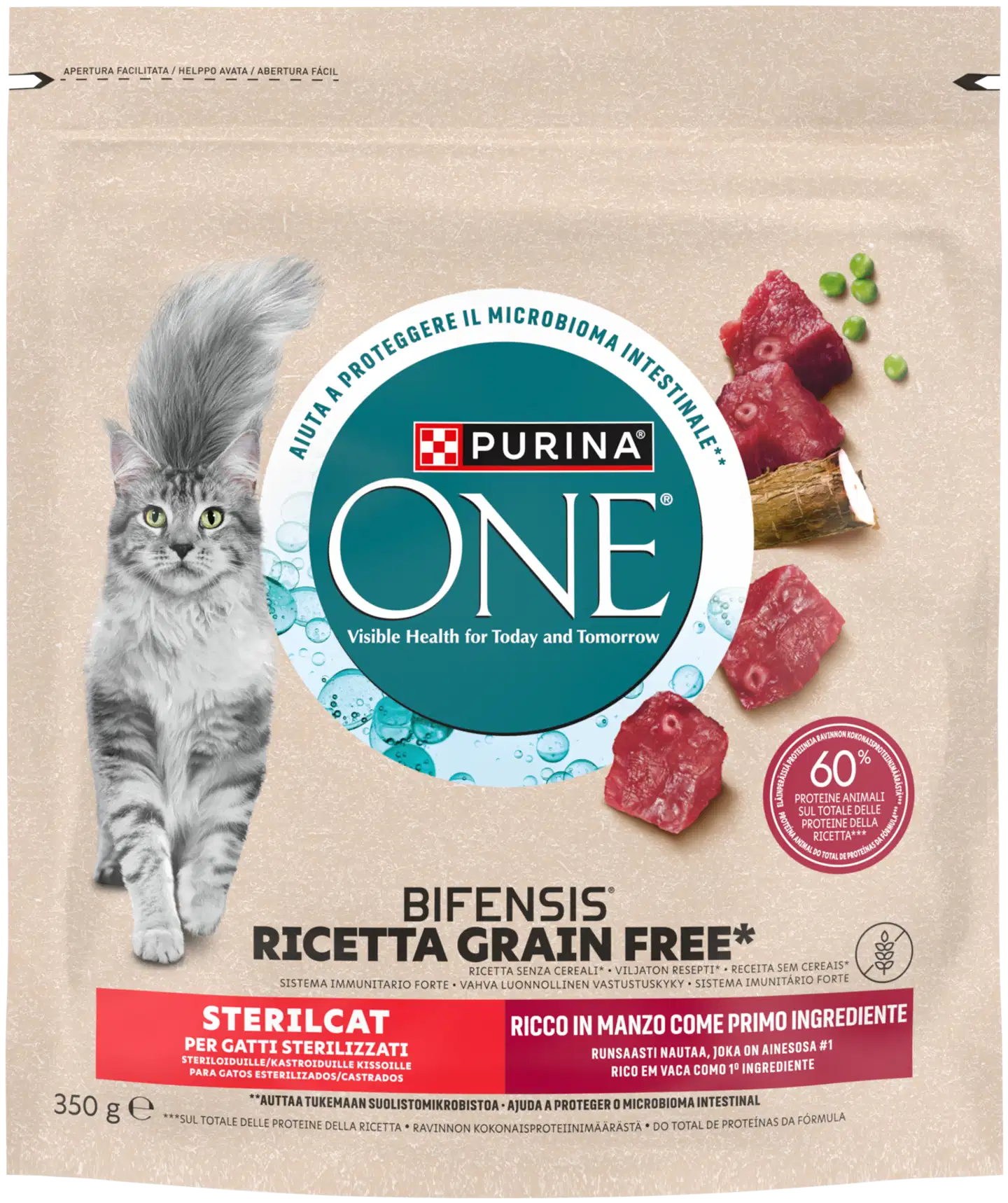 Purina One Grain Free Sterilcat Nautaa Kissan kuivaruoka 350g