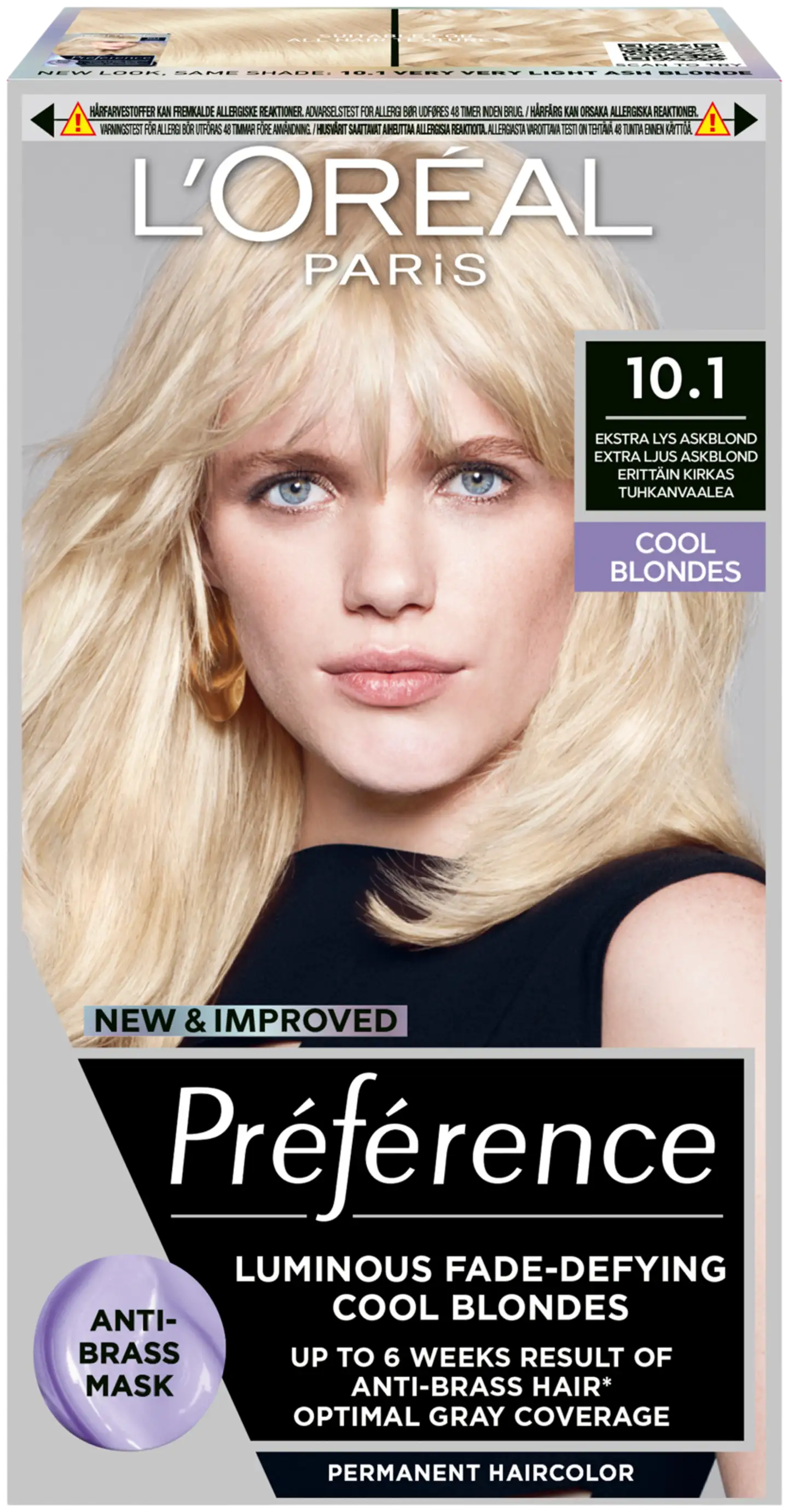 L'Oréal Paris Préférence 10.1 Helsinki Extra Light Ash Blonde Erittäin kirkas tuhkanvaalea kestoväri 1kpl - 1