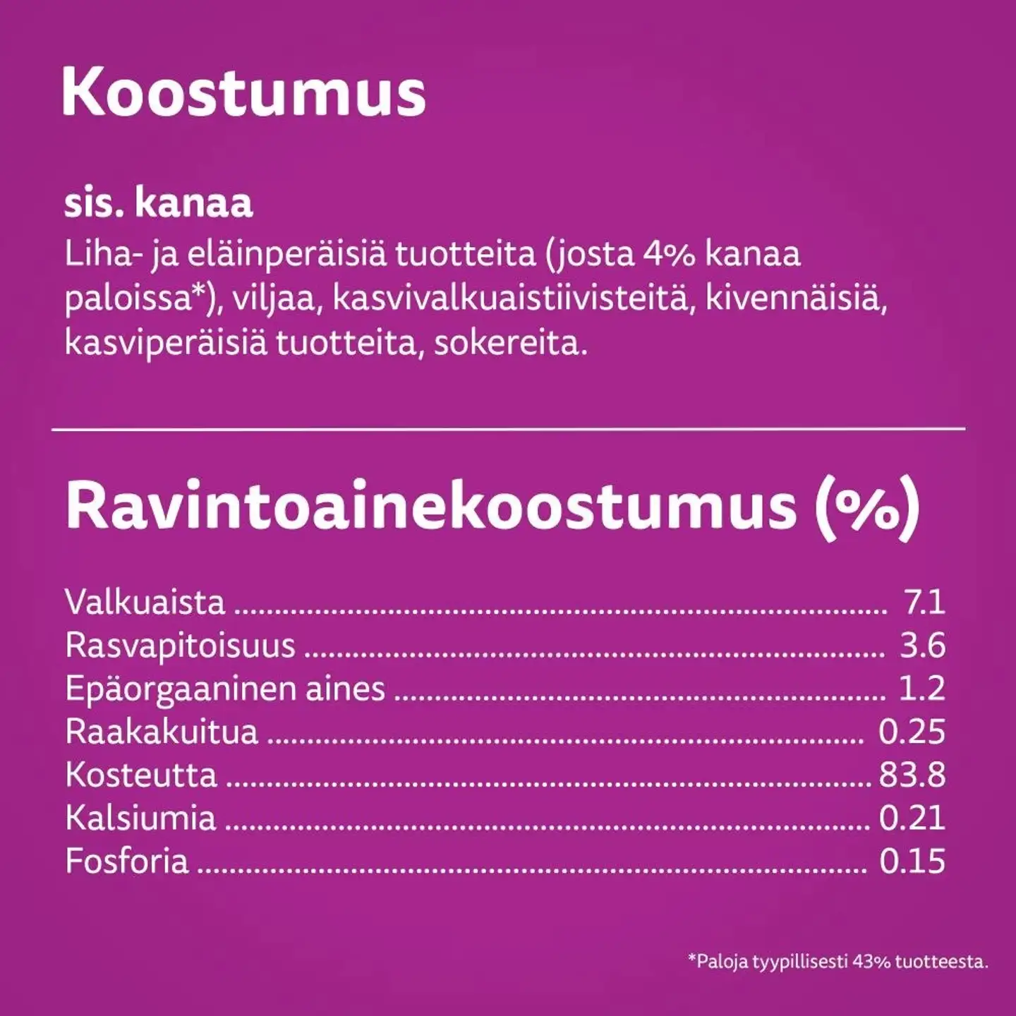 Whiskas sis. Kanaa kastikkeessa (400 g) - 3