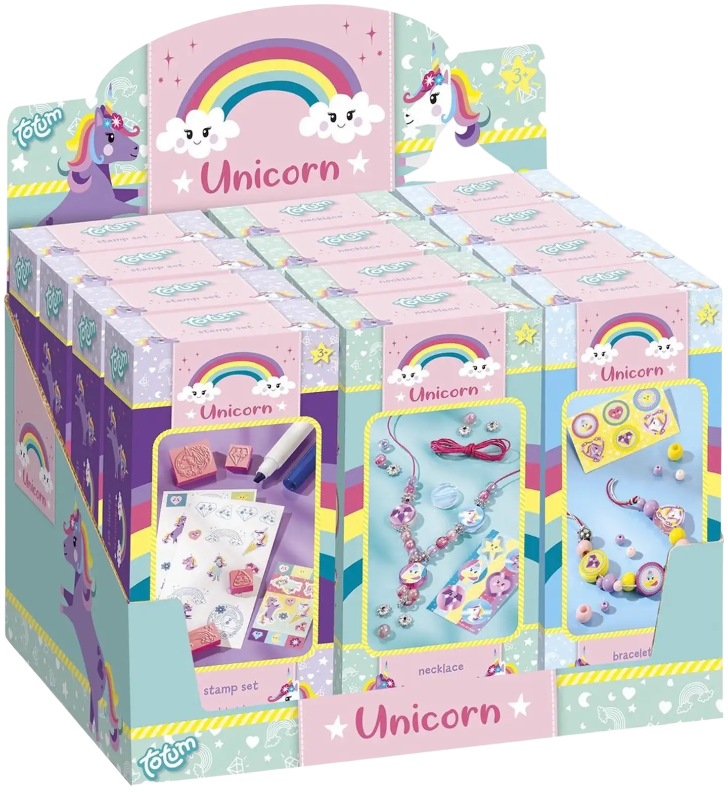 Unicorn mini askartelusetti 3 eril.lajit. (leimasinsetti, kaulakorusetti, rannekorusetti) - 1