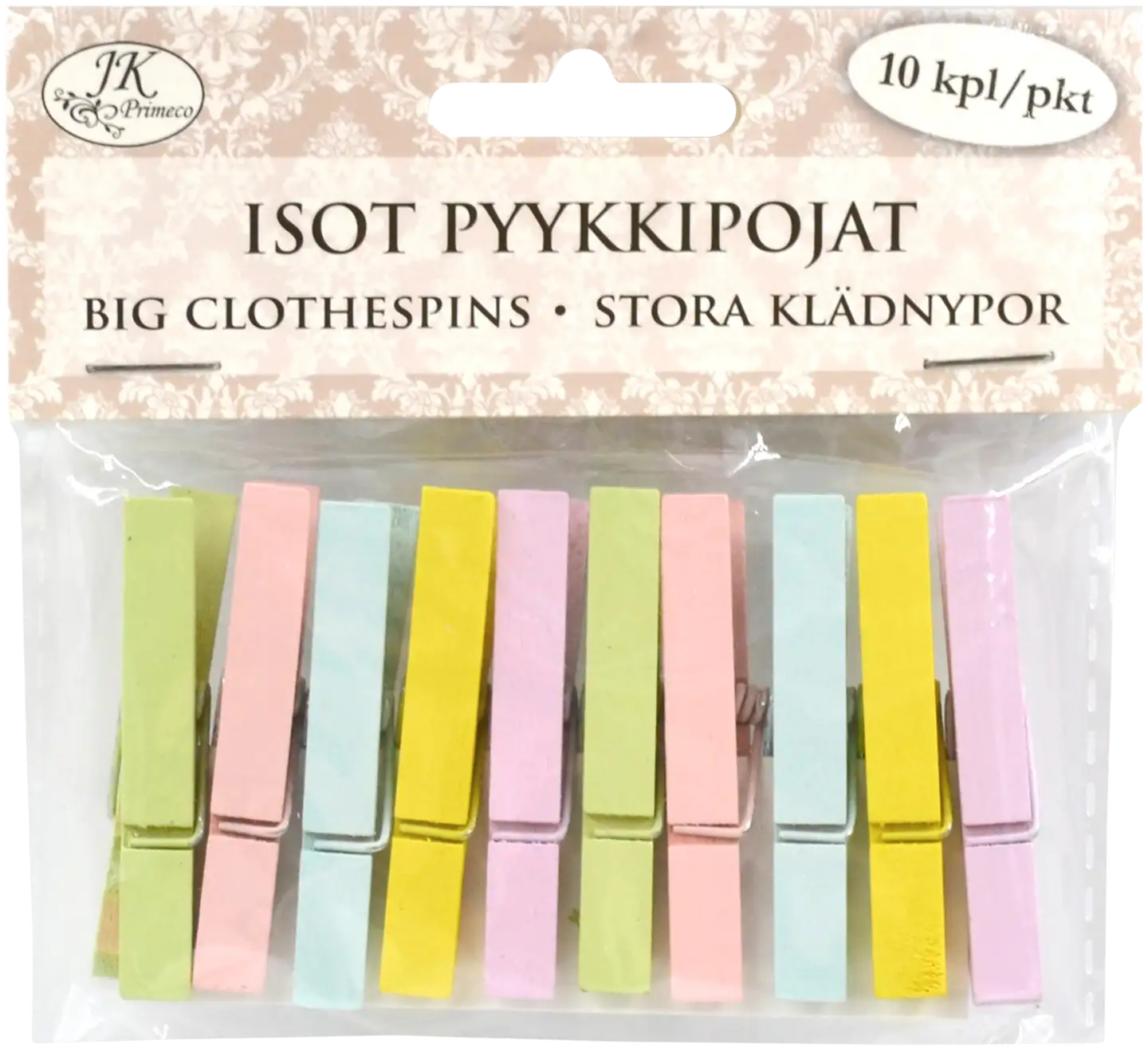 J.K. Primeco isot pyykkipojat pastellilajitelma 10kpl