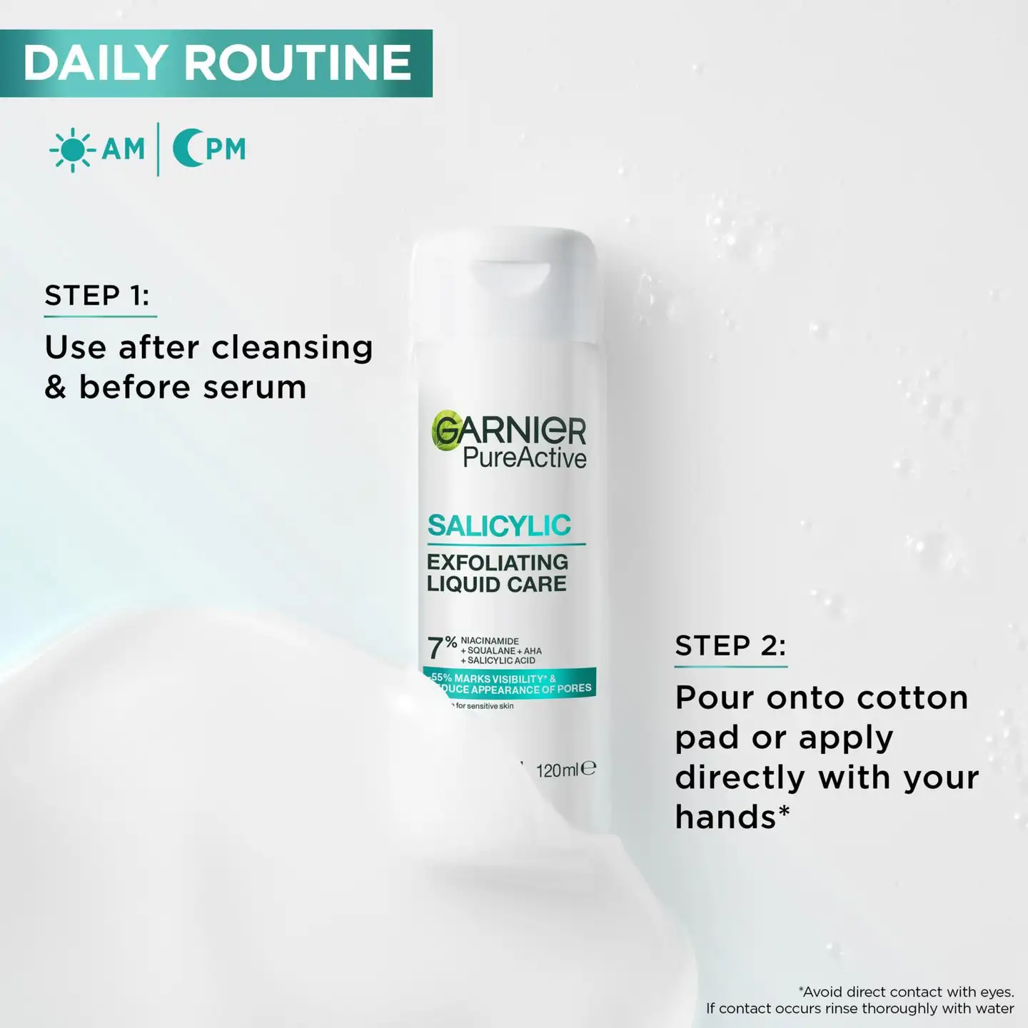 Garnier PureActive Salicylic Exfoliating Liquid Care Kasvovesi epäpuhtaalle iholle 120 ml - 6