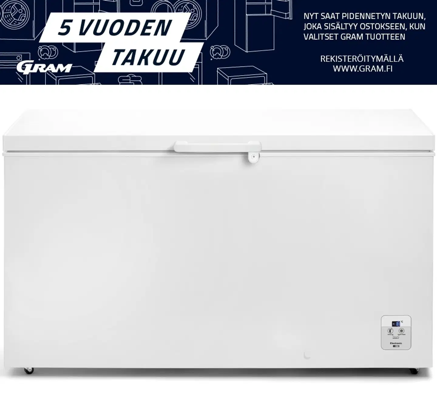 Gram säiliöpakastin FB 3420-95, tilavuusluokka 420 l, valkoinen - 2