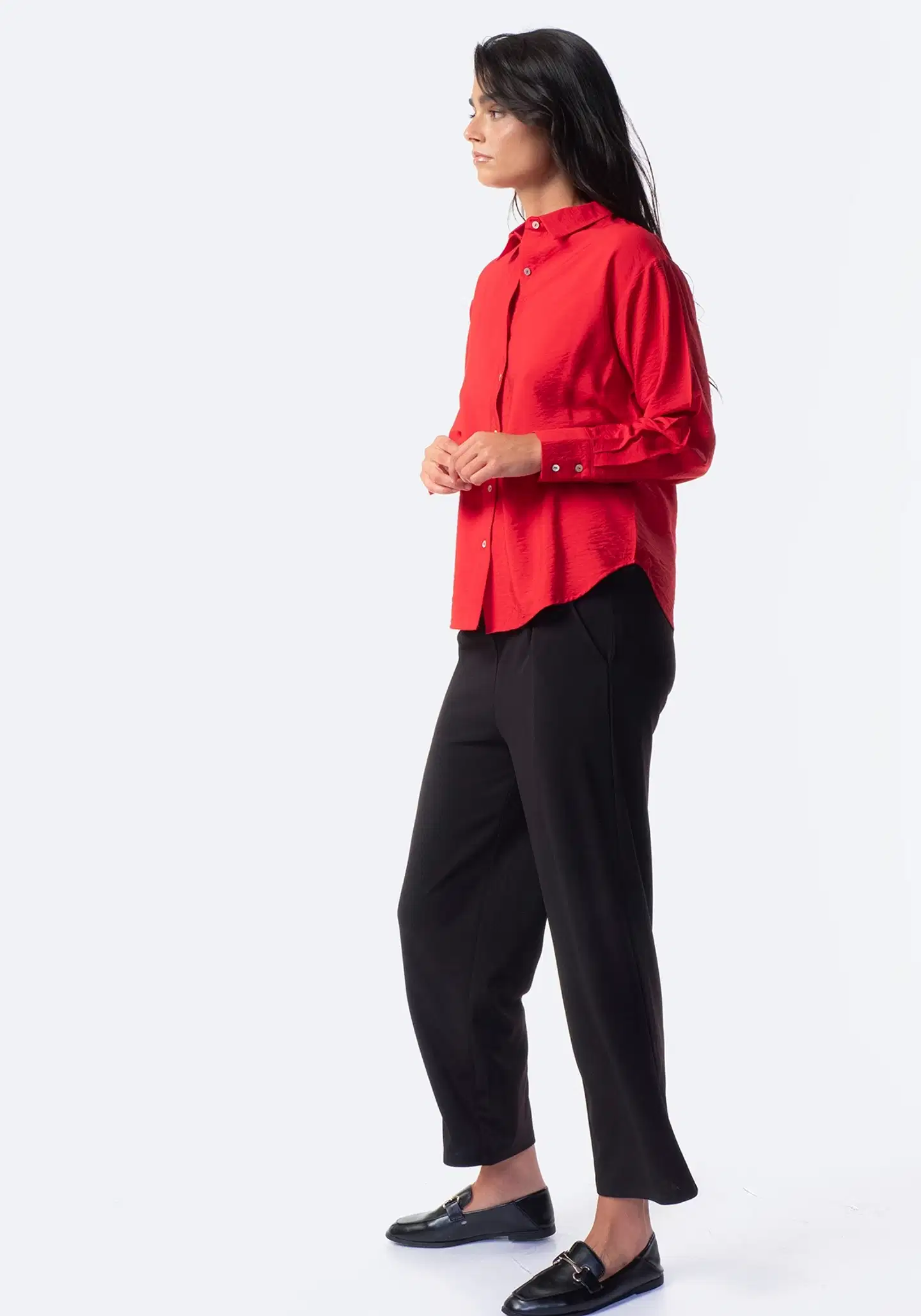 TEX naisten housut napeilla I28159 - BLACK 1 - 5