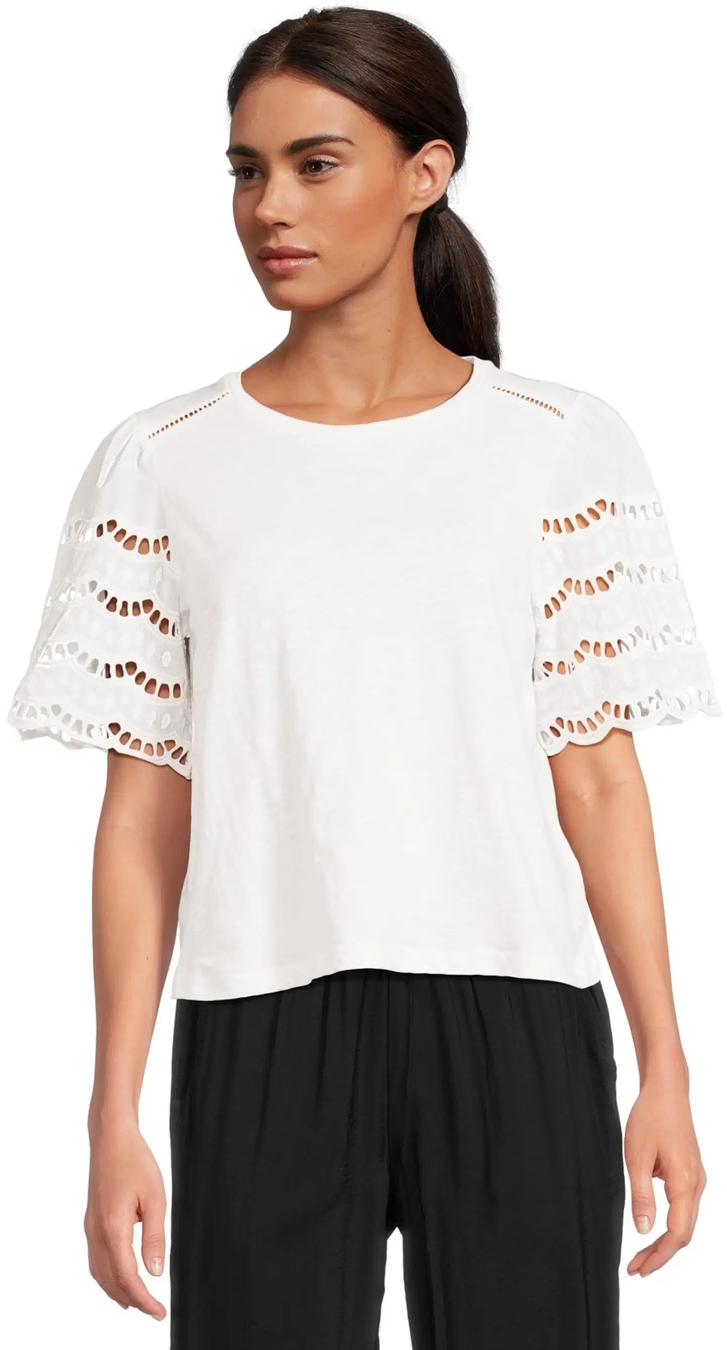 WKLY. naisten pitsihihallinen trikoopusero 213W090136 - WHITE - 1