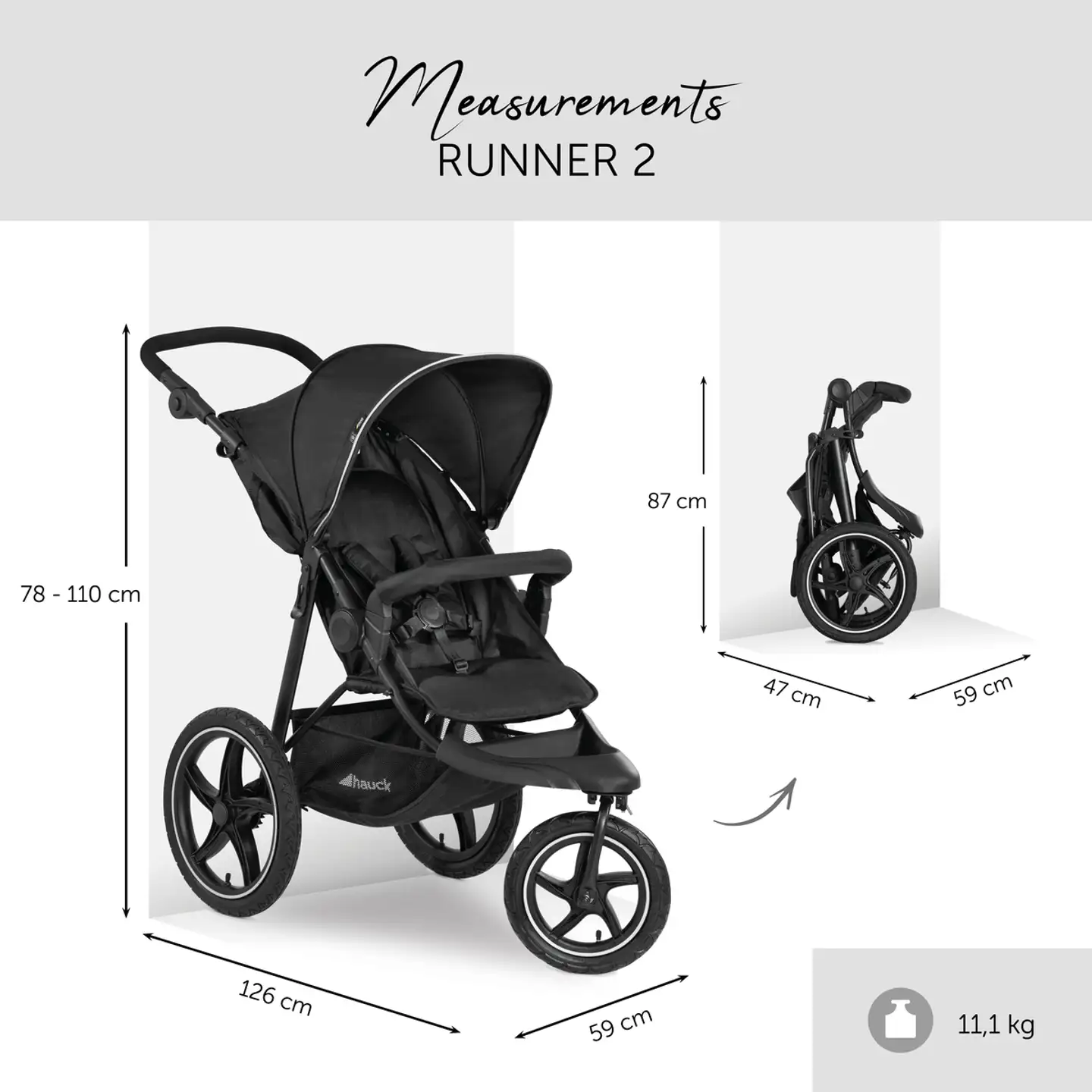 Hauck rattaat Runner 2 musta - 30
