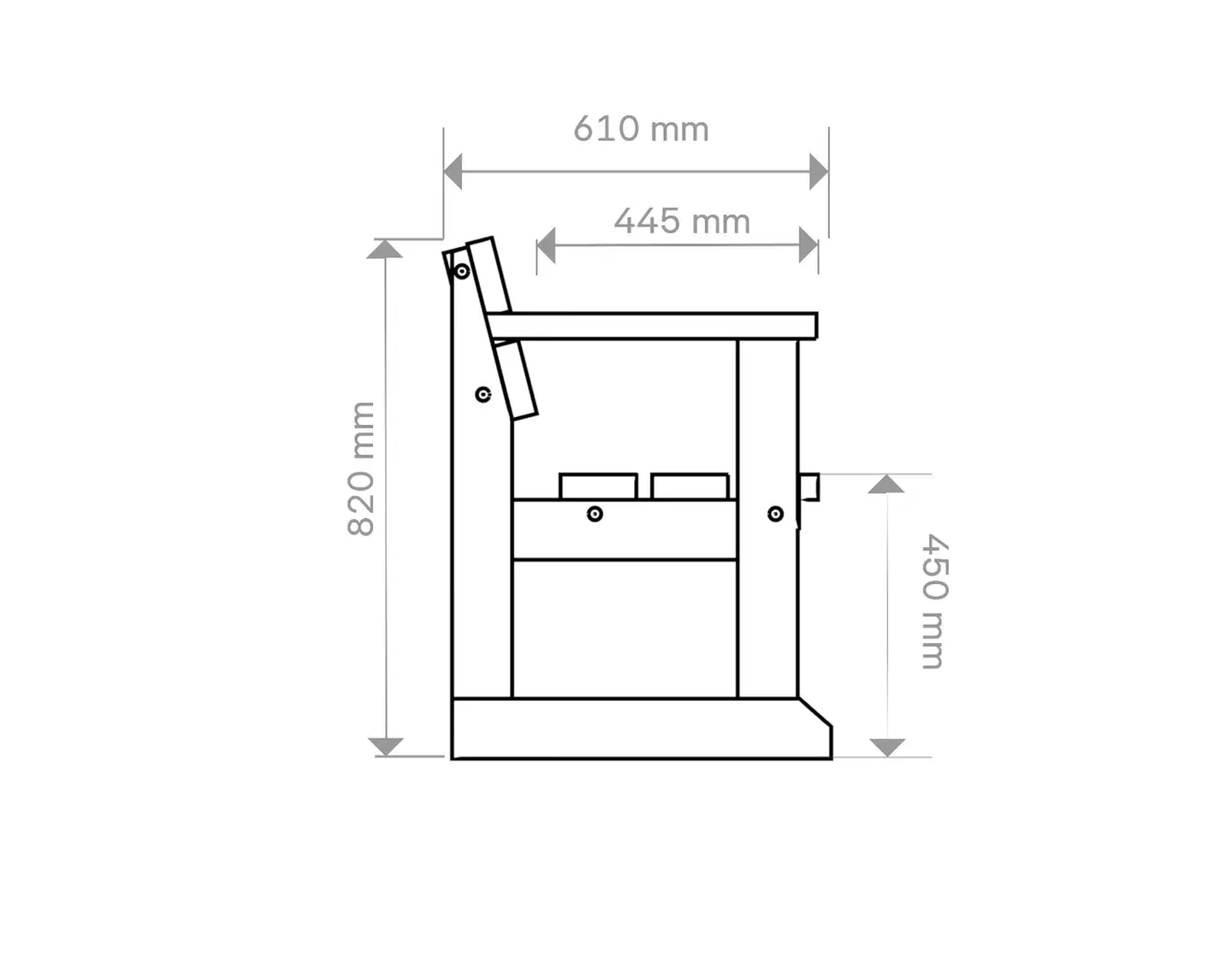 Jämäkkä penkki käsinojilla, tumman harmaa, 178x61x82 cm - 2