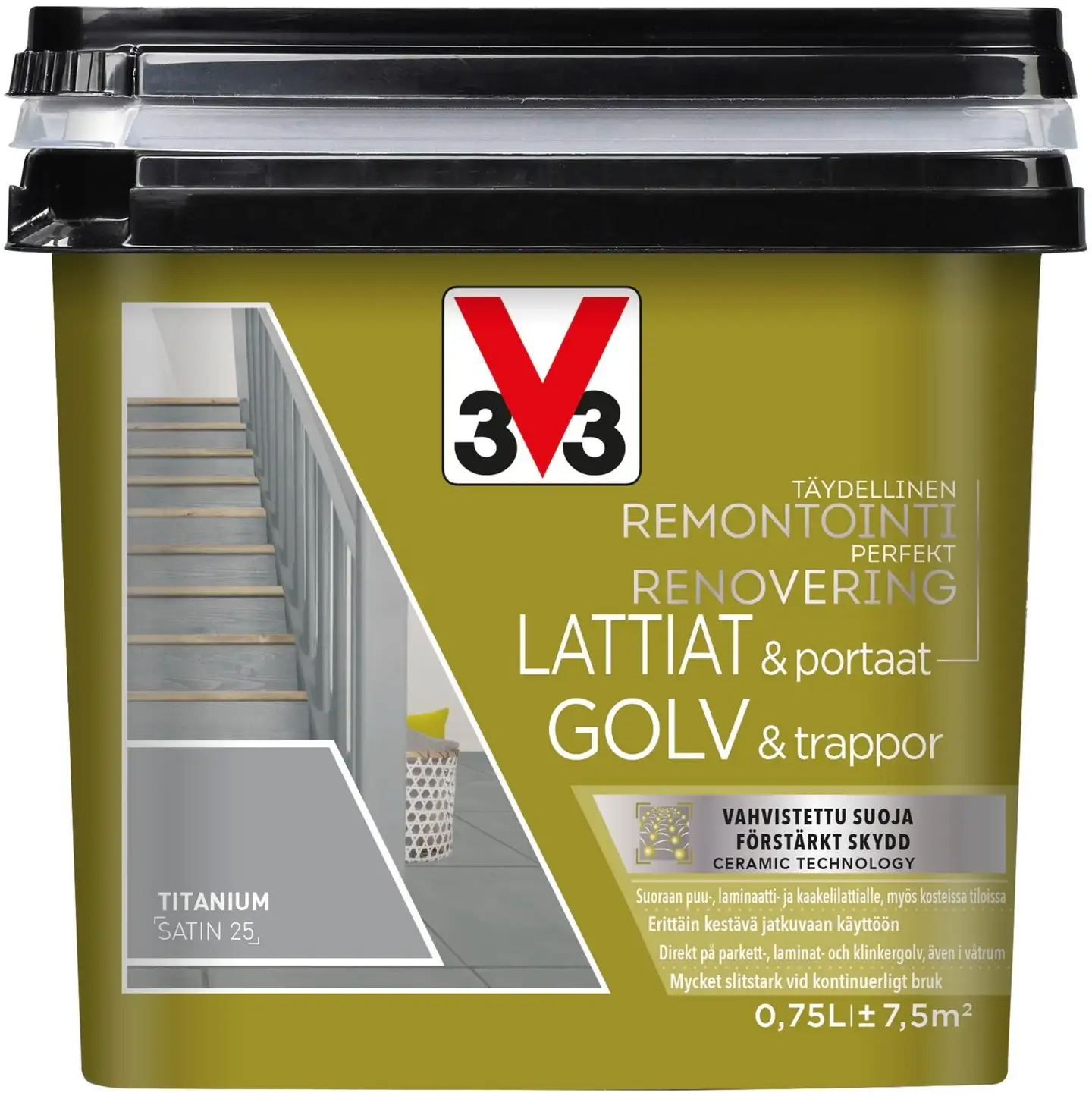 V33 Remontointimaali lattiat ja portaat 750ml Titanium