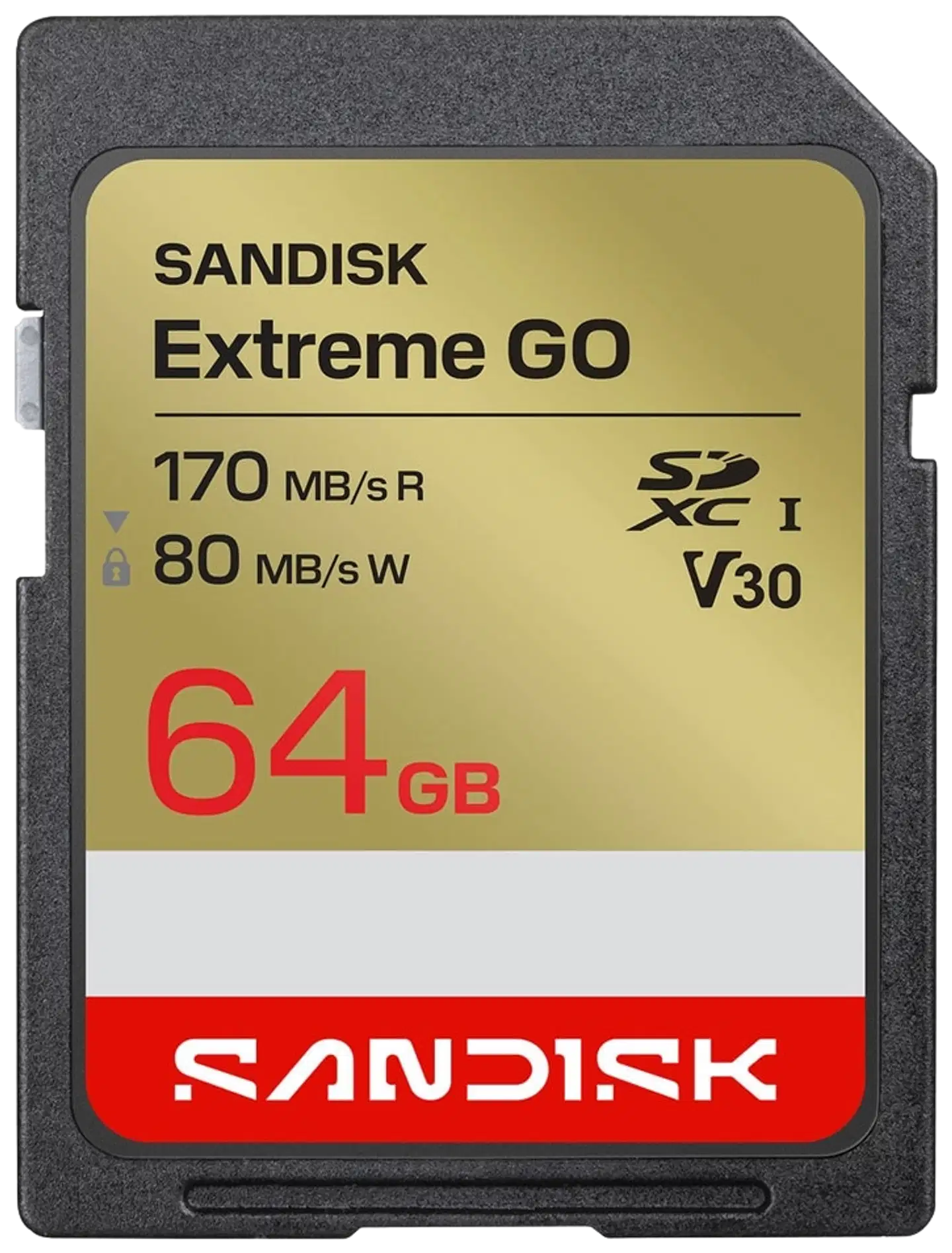 SANDISK Extreme GO SD-kortti UHS-I 64GB SD 170MB/s Read / 80MB/s Write C10 U3 V30