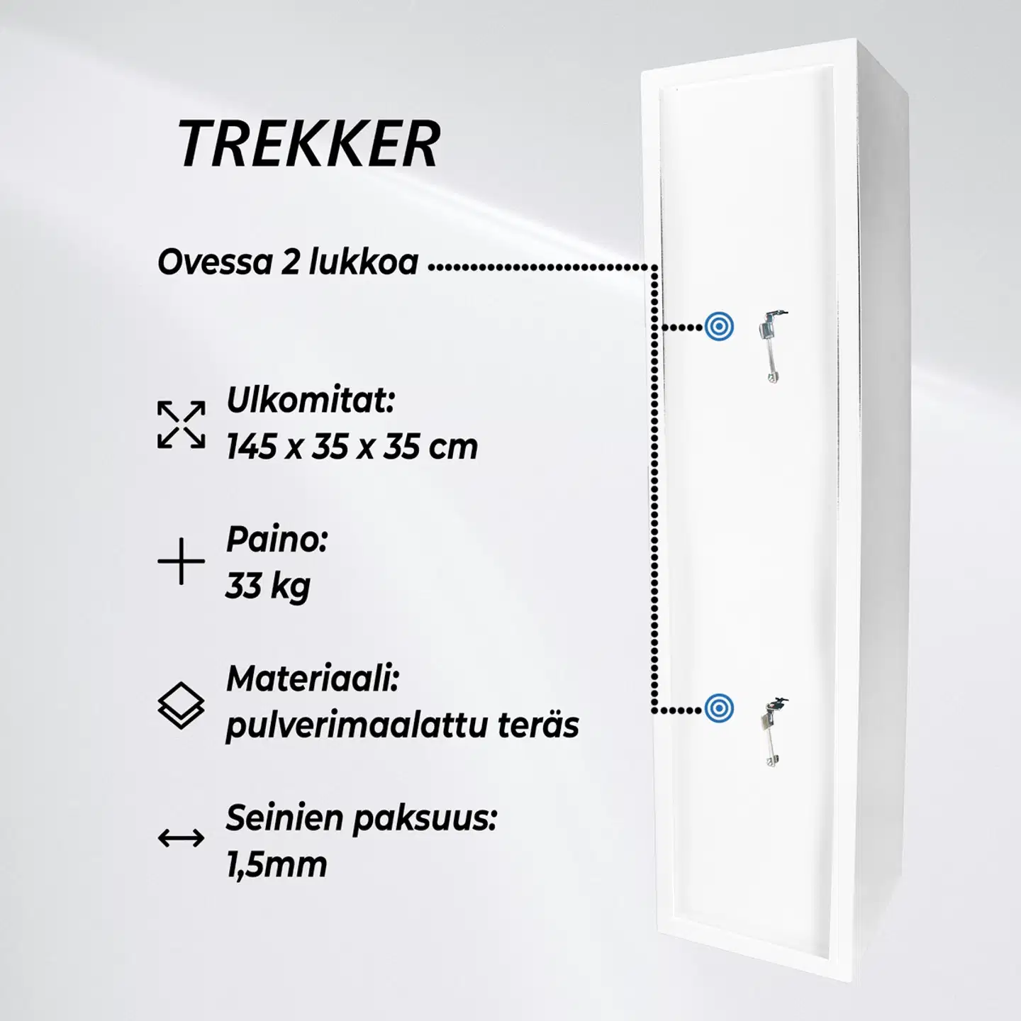 Trekker asekaappi 5 aseelle as500, valkoinen - 3