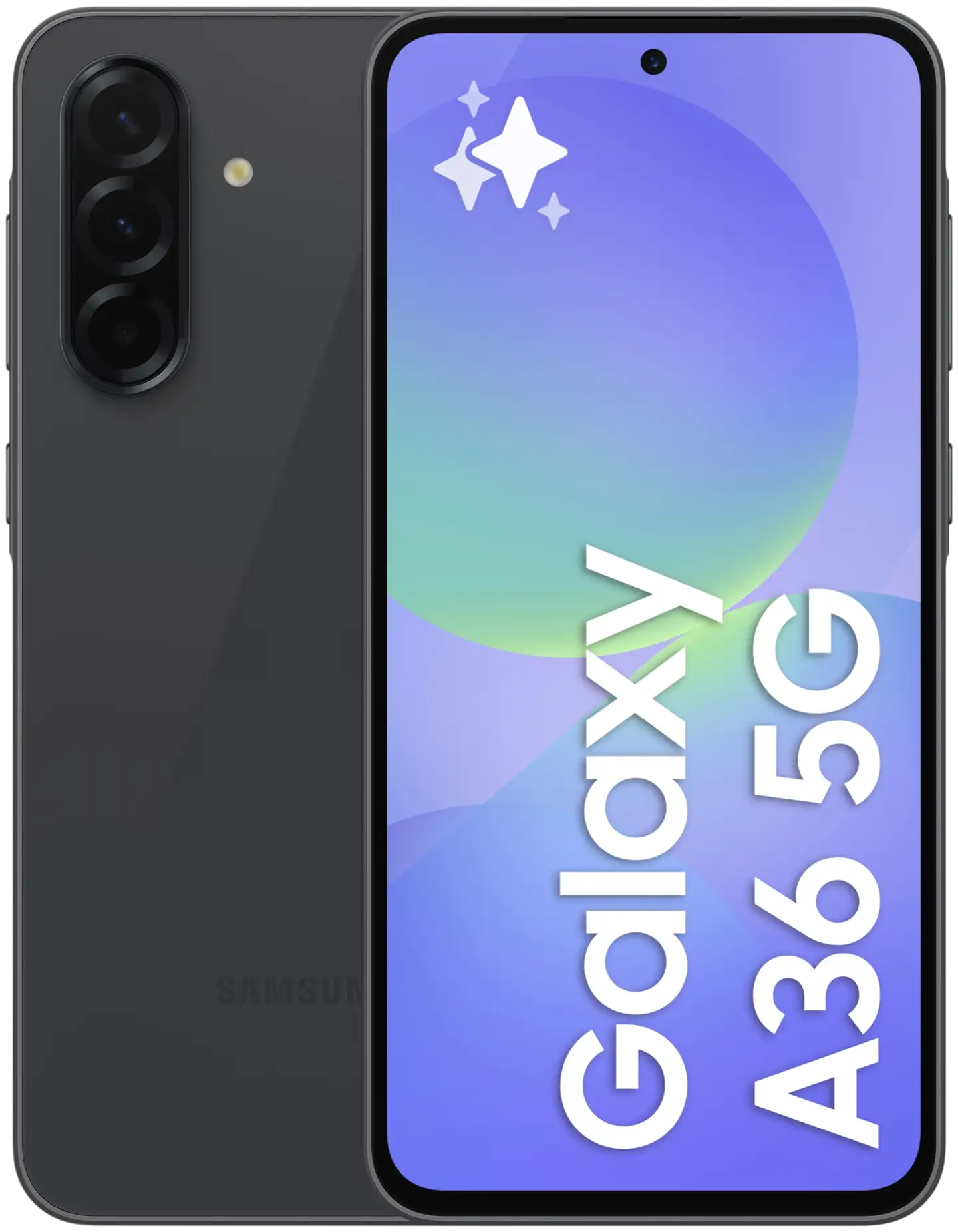 Samsung älypuhelin Galaxy A36 256 GB Musta + Samsung Fit3 aktiivisuuranneke Dark Gray tuotepaketti - 1