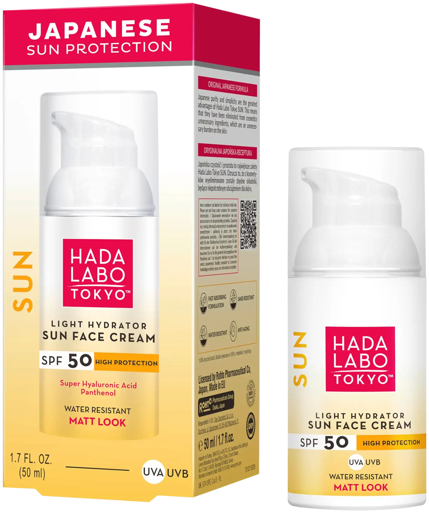 HADA LABO TOKYO Light Hydrator Sun Face Cream SPF 50 aurinkovoide kasvoille 50ml