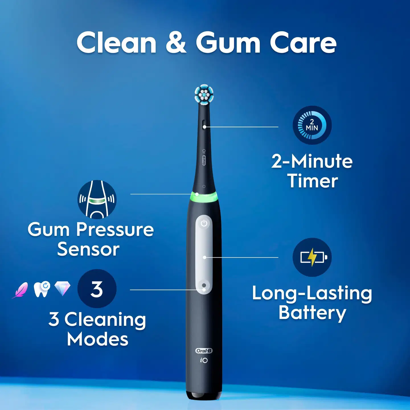 Oral-B iO3 -sähköhammasharja, Giftset, musta, 4 vaihtoharjaa, Matkakotelo - 8