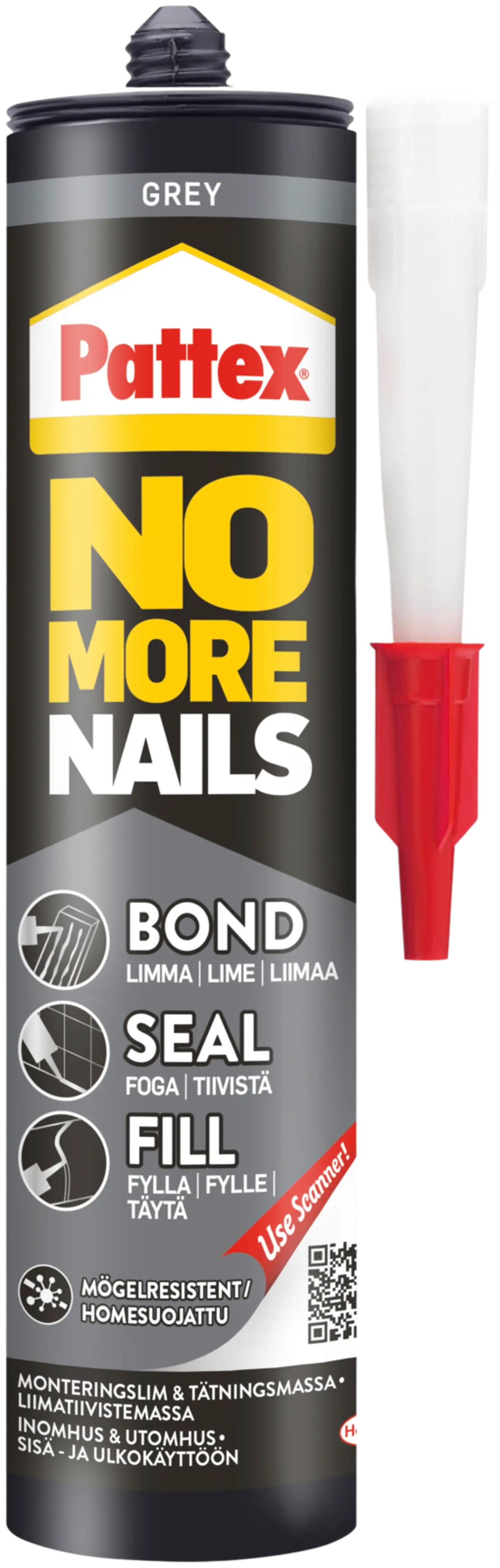 Pattex liimatiivistemassa 280ml NoMoreNails Bond-Seal-Fill harmaa - 1