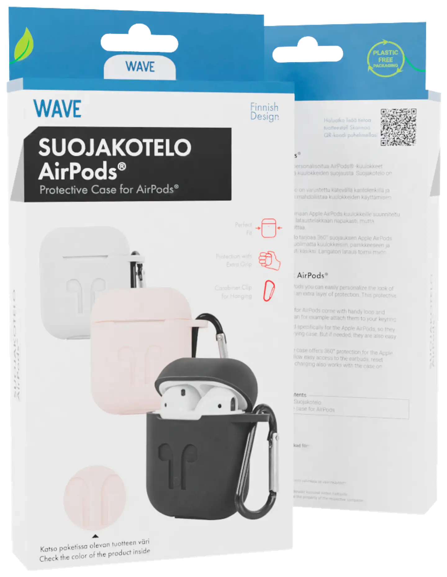 Wave Silikonikuori, Apple AirPods (1. ja 2. sukupolvi), Vaaleanpunainen - 1