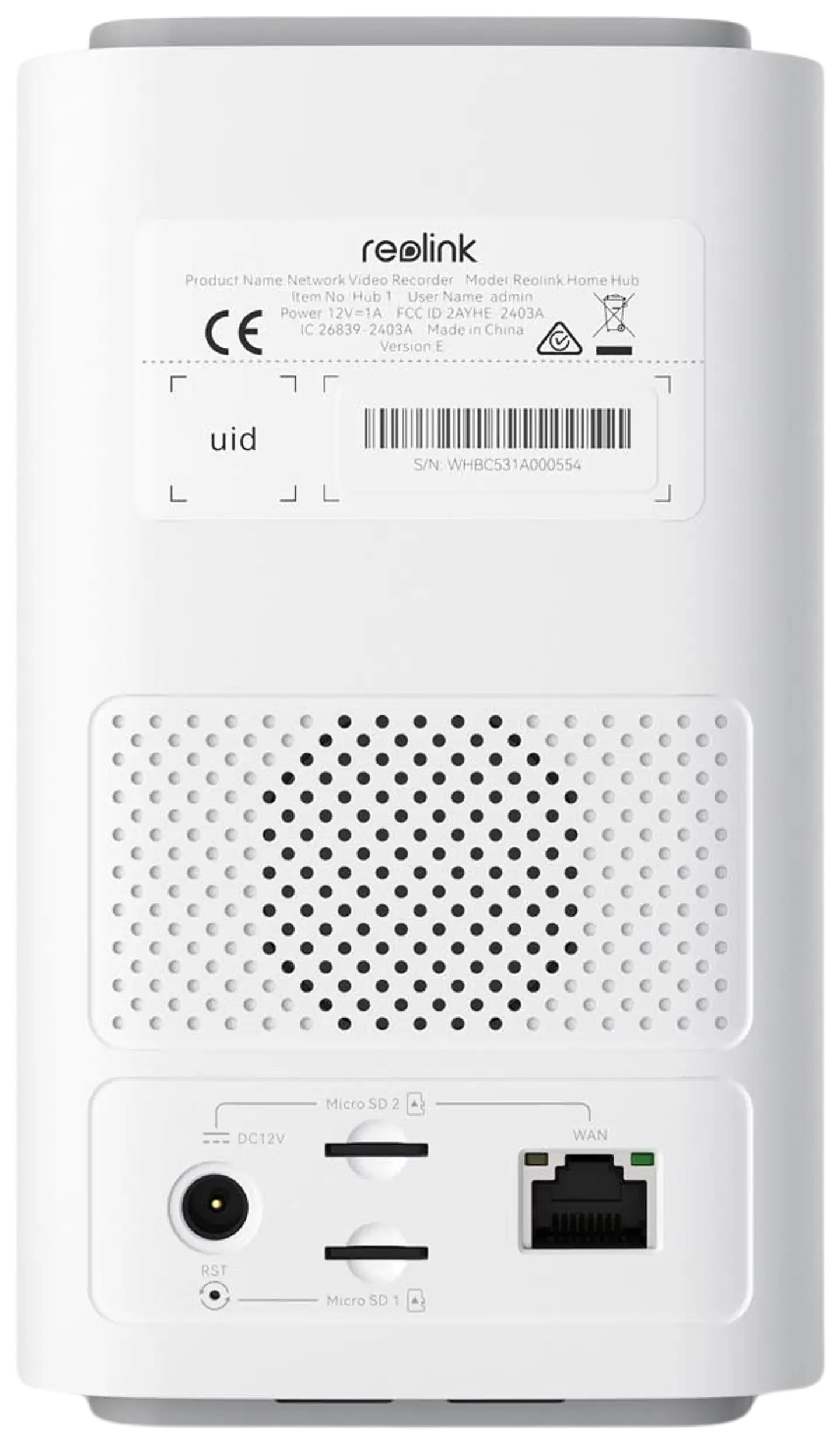 Reolink Home Hub 64GB microSD-kortti Salattu paikallinen tallennustila Valkoinen - 5