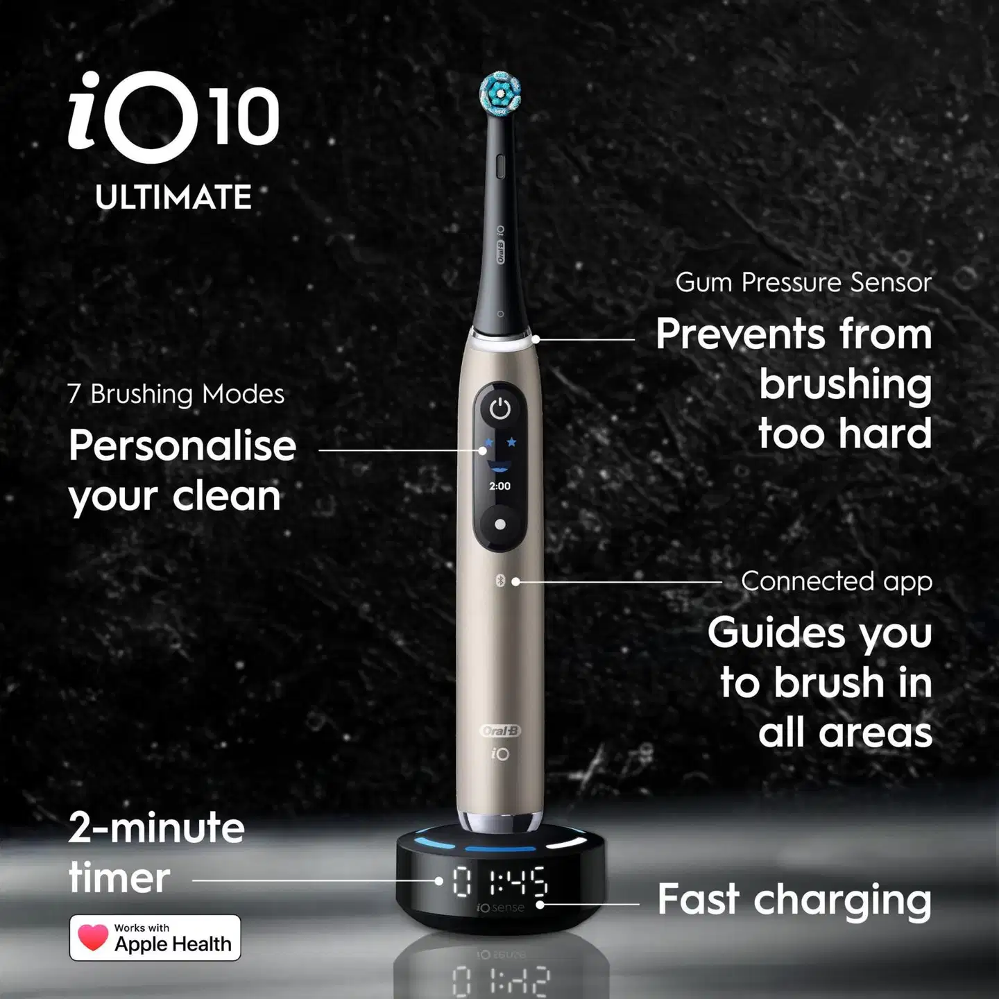 Oral-B iO10 -Sähköhammasharja Lunar Gold, lataava matkakotelo - 8