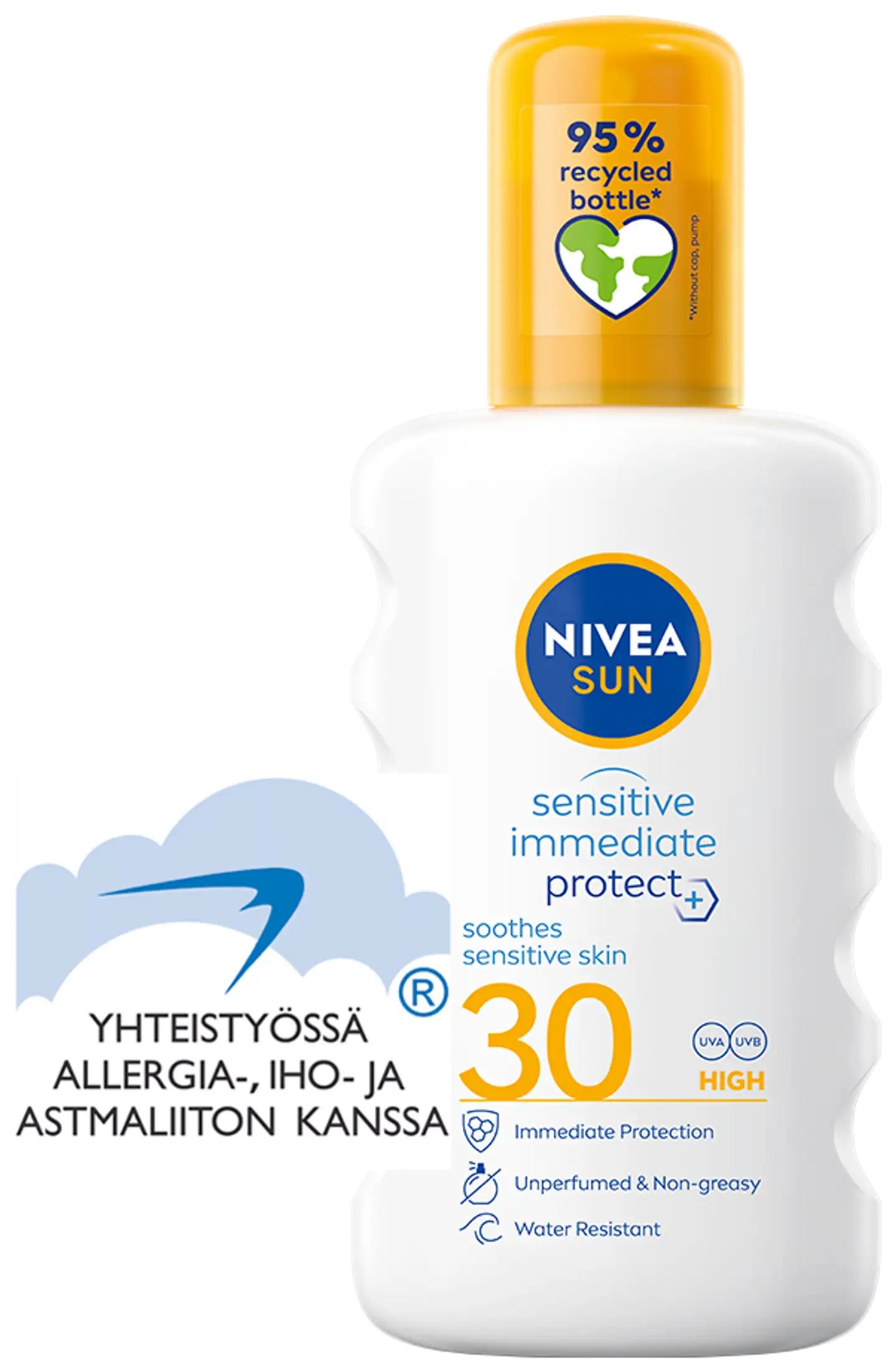 NIVEA SUN 200ml Sensitive Immediate Protect Soothing Sun Spray SK30 -aurinkosuojasuihke