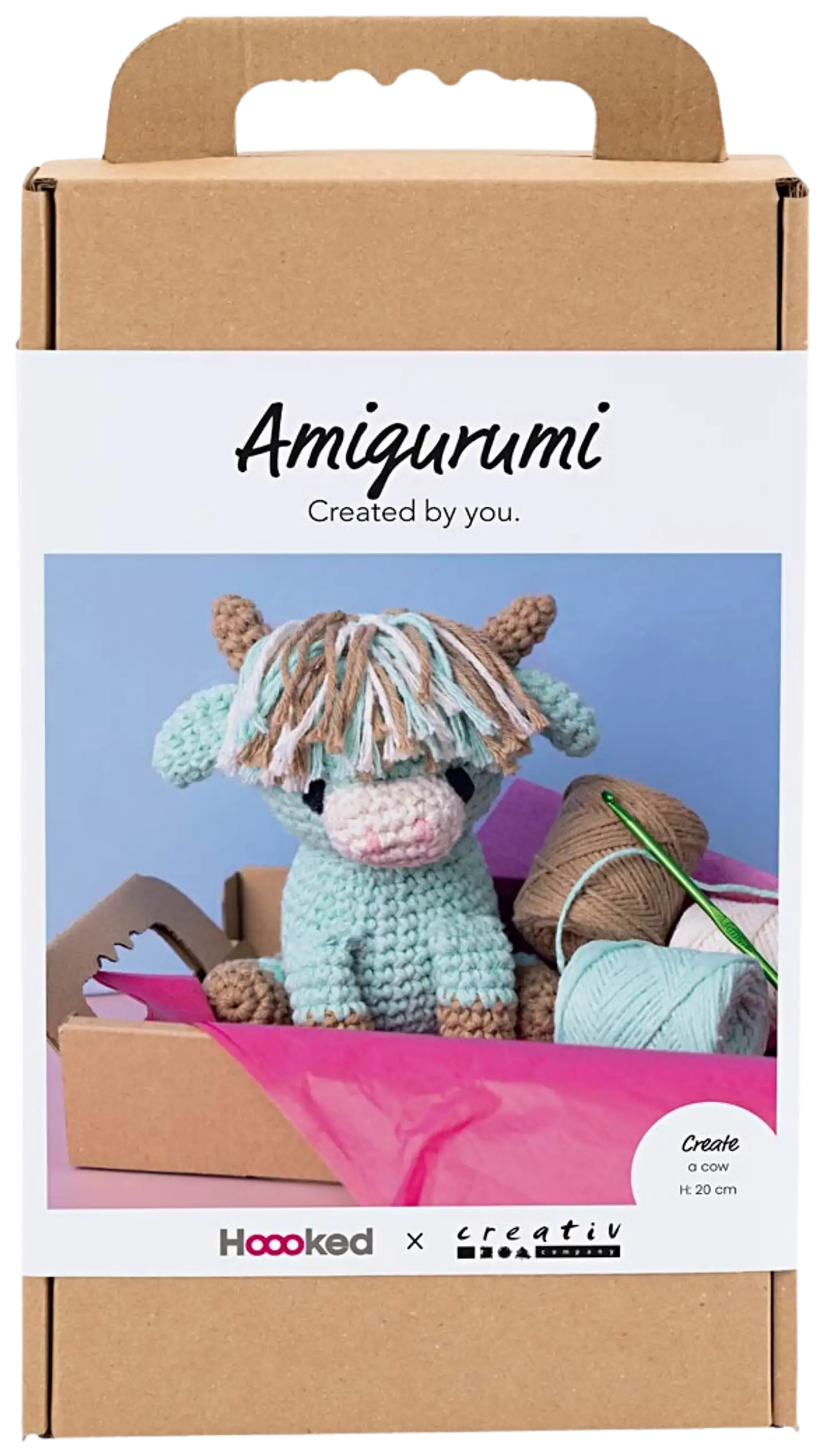 Amigurumi Askartelusetti, Lehmä, beige, mint, 1pkk/ 1 pkt - 1