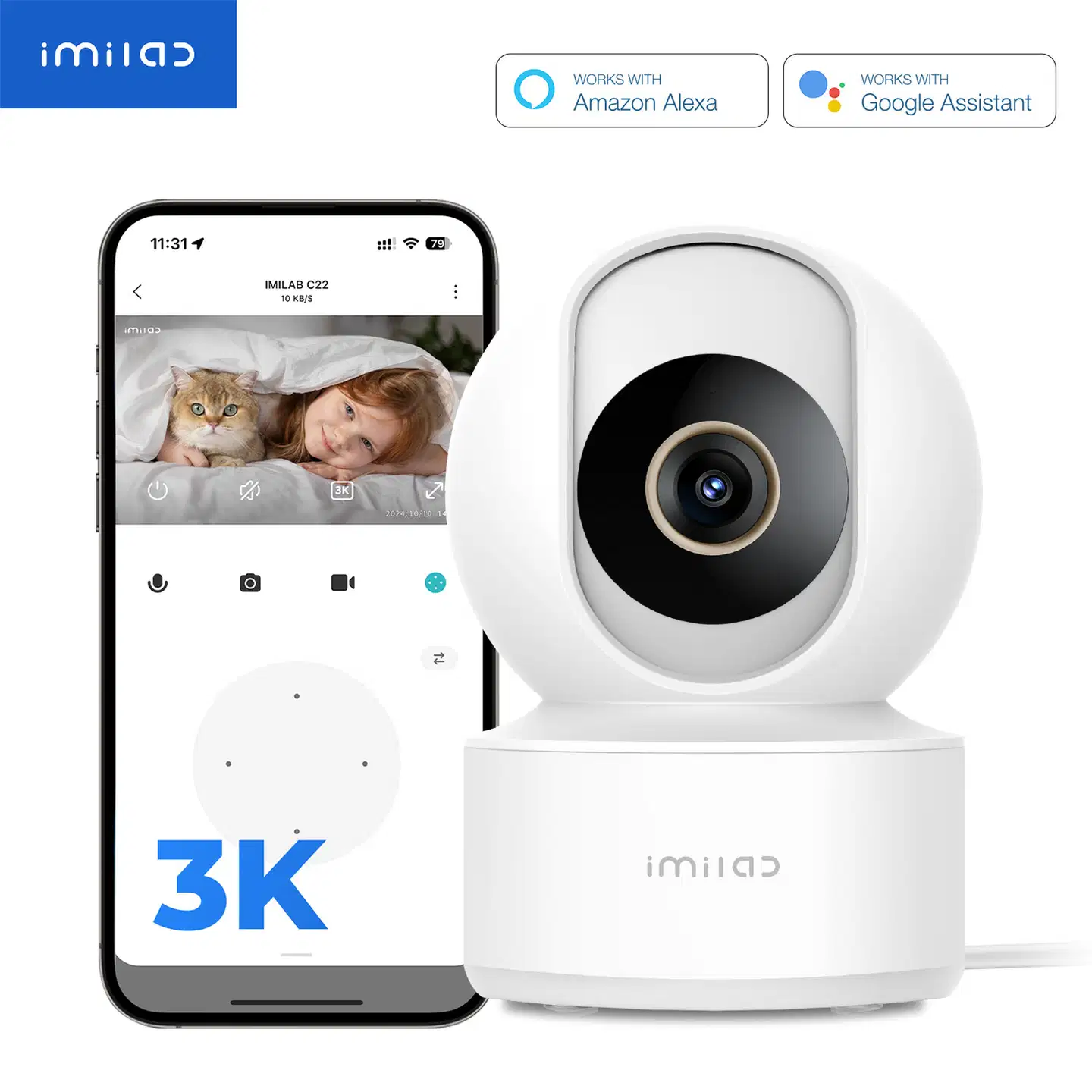 Imilab C22 3K WiFi -valvontakamera sisäkäyttöön CMSXJ60A - 17