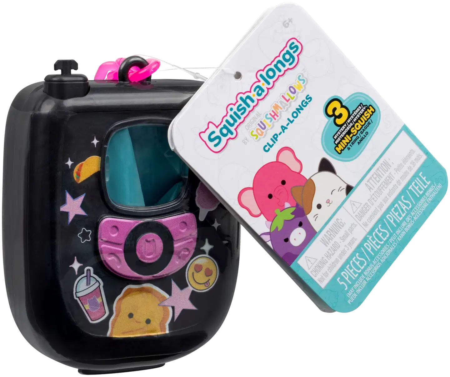 Squish-a-longs 2,5 cm hahmo3 kpl ja klipsikotelo S7