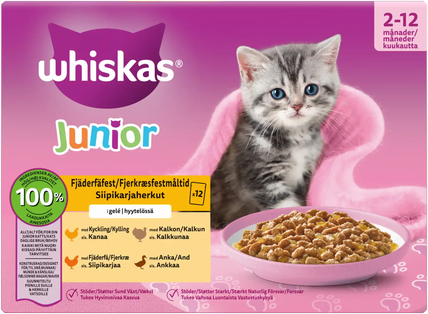 Whiskas Junior 12x85g Siipikarjaa Hyytelössä