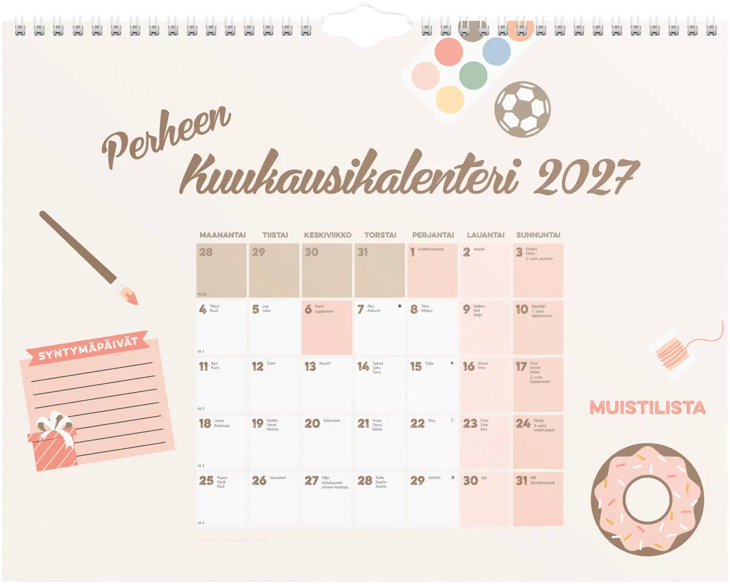 Burde Perheen kuukausikalenteri 2027 - 1