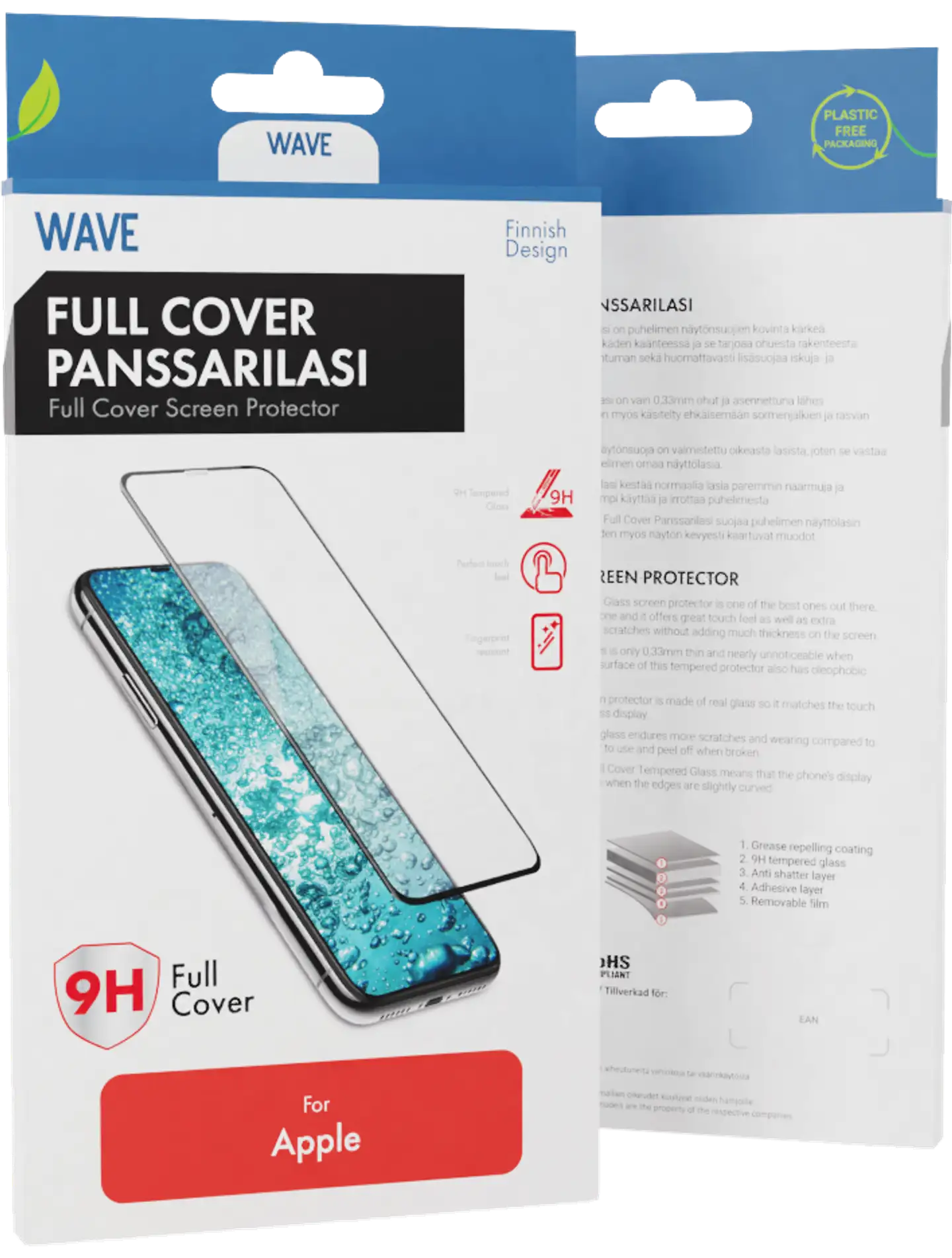 Wave Full Cover Panssarilasi, Apple iPhone 14 Pro, Musta Kehys