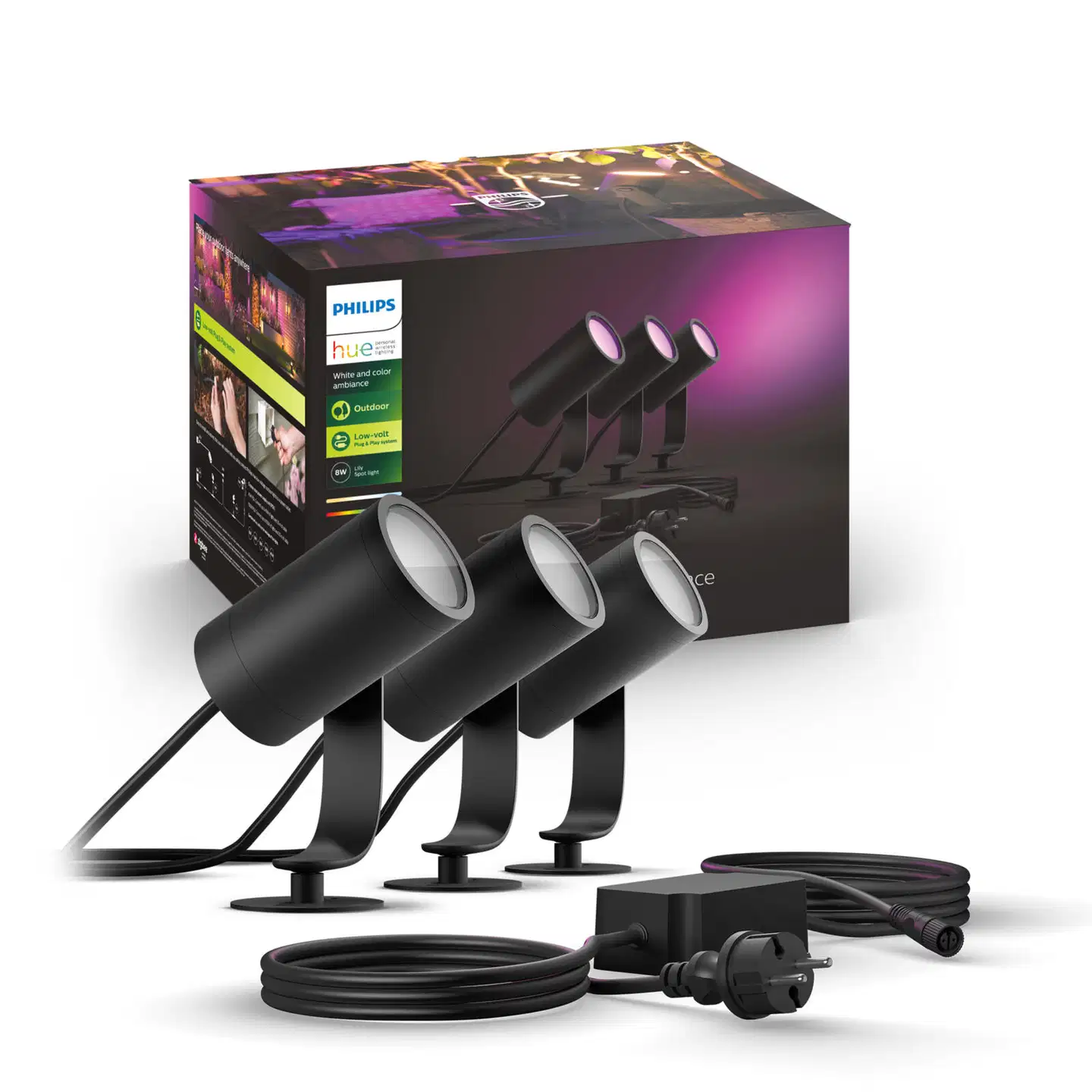 Philips Hue Lily -kohdevalaisin kolmella spotilla 8W 2000-6500K 590LM musta säädettävä - 5