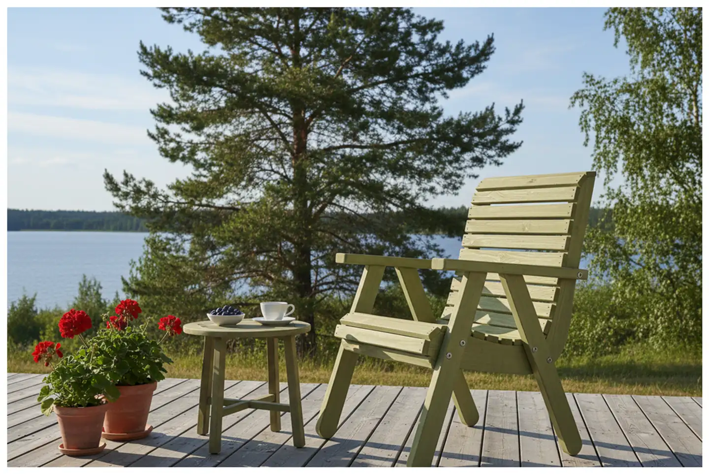 Tammiston Puu Tuoli Elli kestopuu vihreä - 3