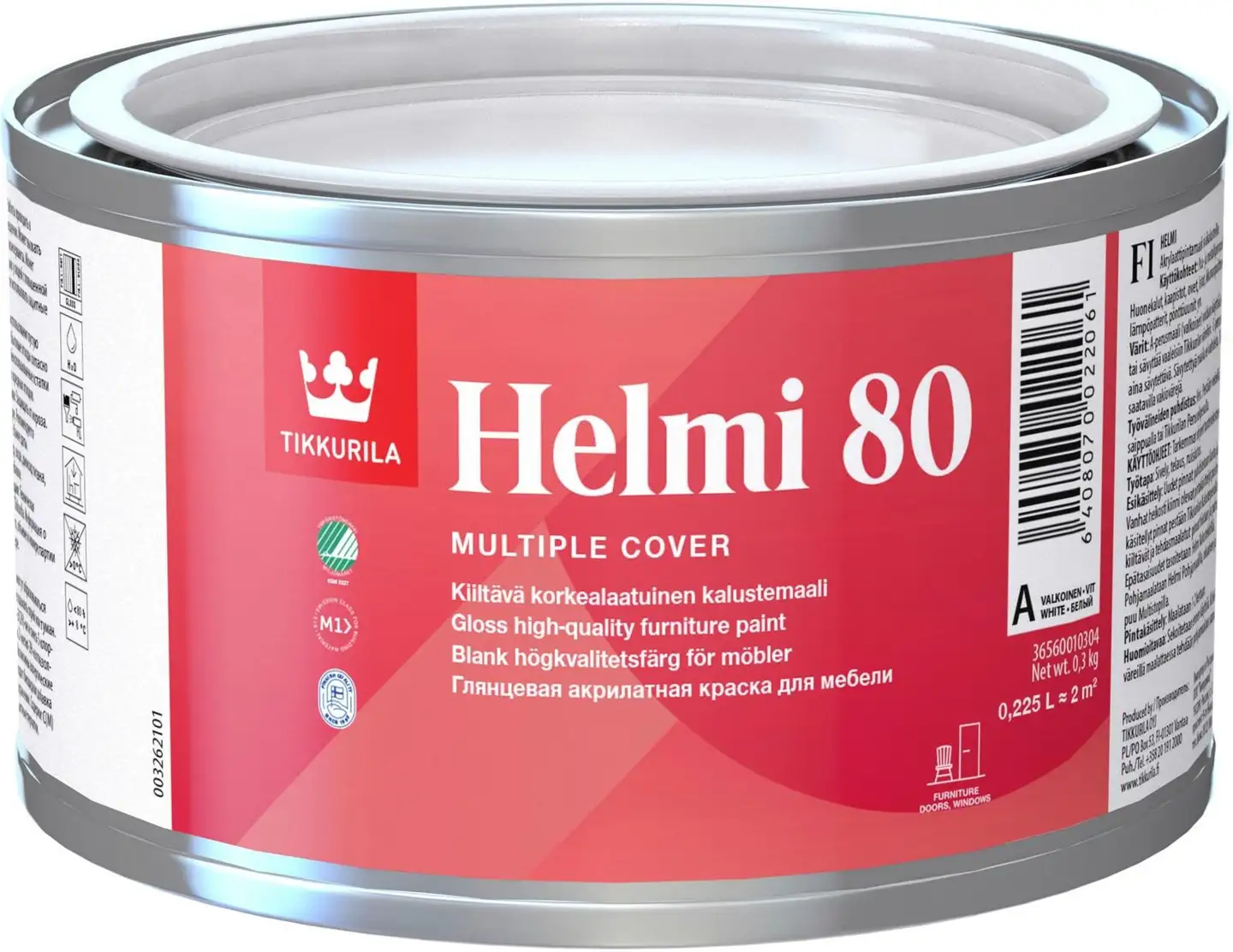 Tikkurila kalustemaali Helmi 80 0,225 l C sävytettävä kiiltävä