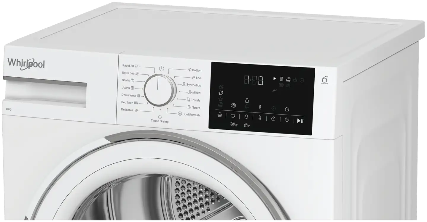 Whirlpool pesutorni AMM 86W EE pyykinpesukone + D8 6BDWW EE kuivausrumpu, valkoinen - 3