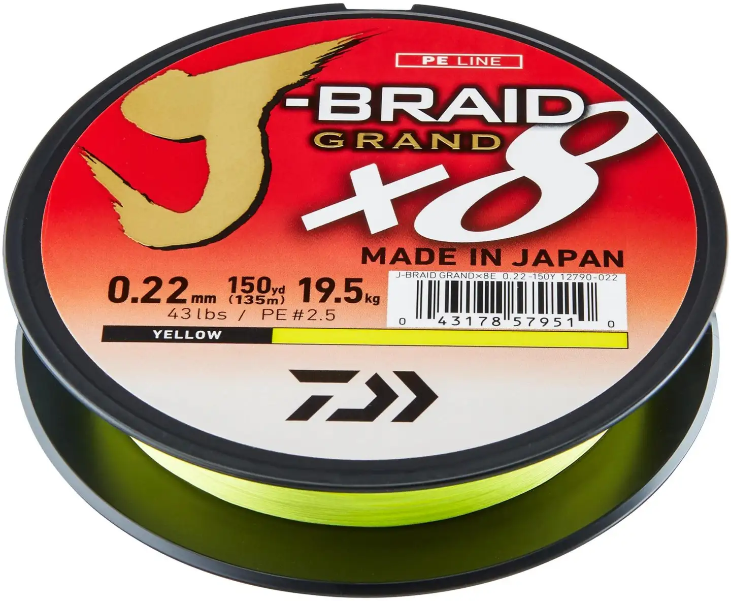 Daiwa J-Braid Grand X8 kuitusiima 0,20mm 13,1kg 135m keltainen