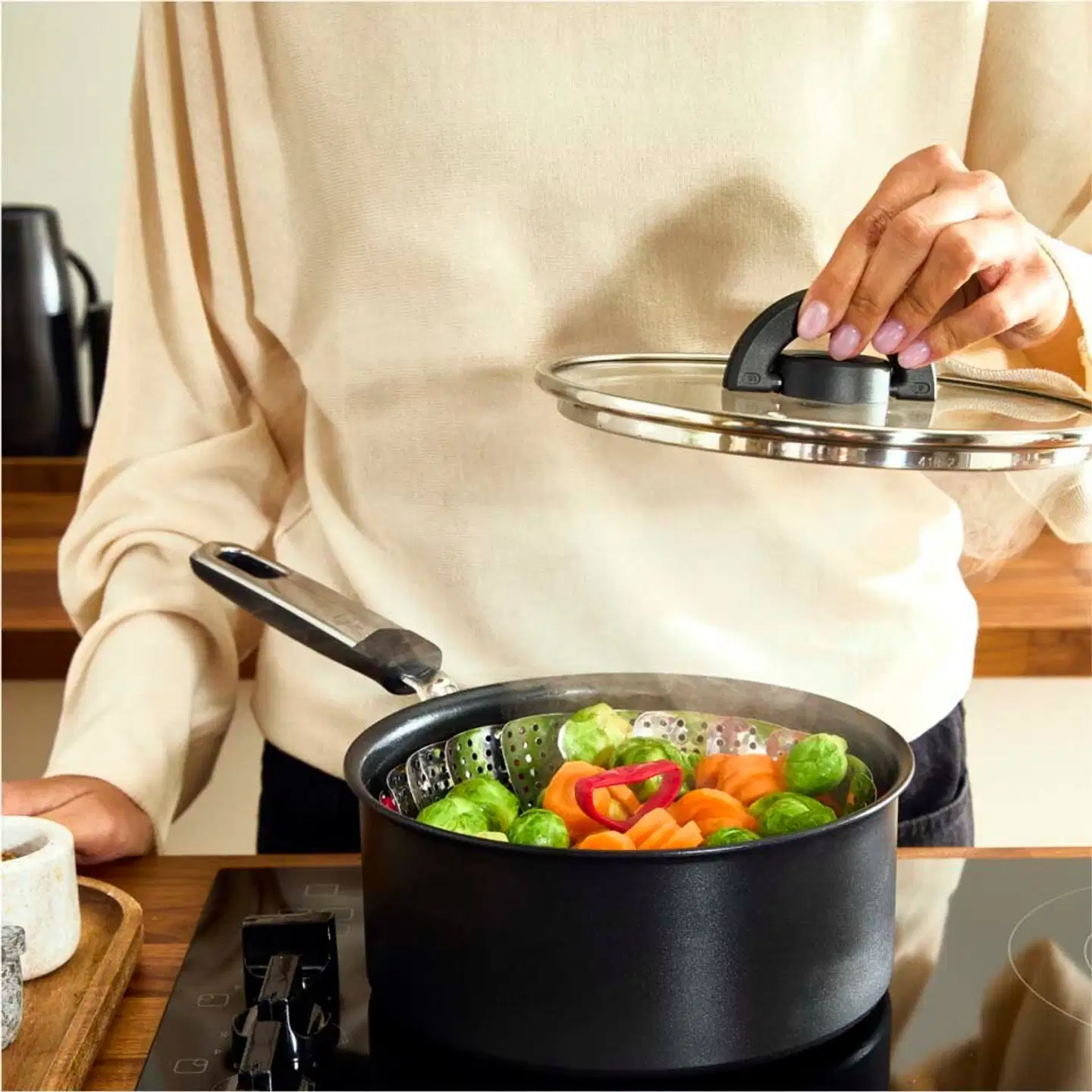 Tefal Ingenio Plus kokoontaittuva höyrytyskori ruostumatonta terästä K1993034 - 10