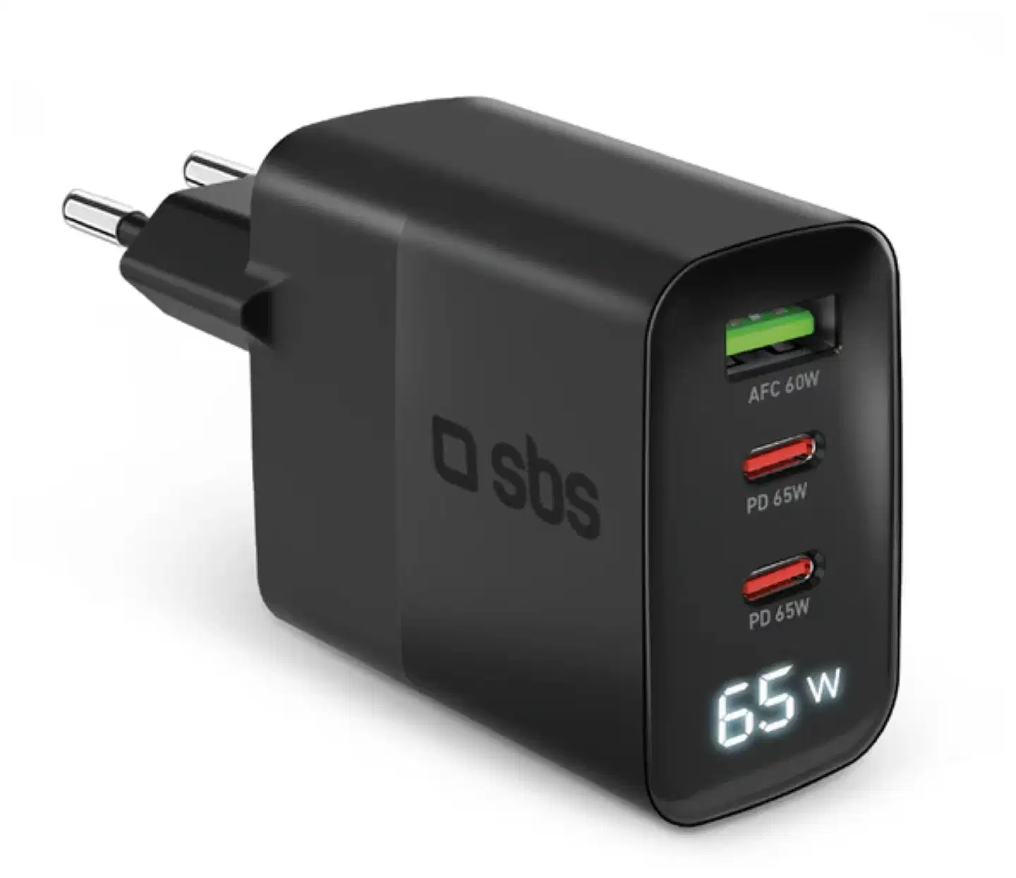 SBS seinälaturi 2x Usb-C + Usb-A + LCD 65 W - 1